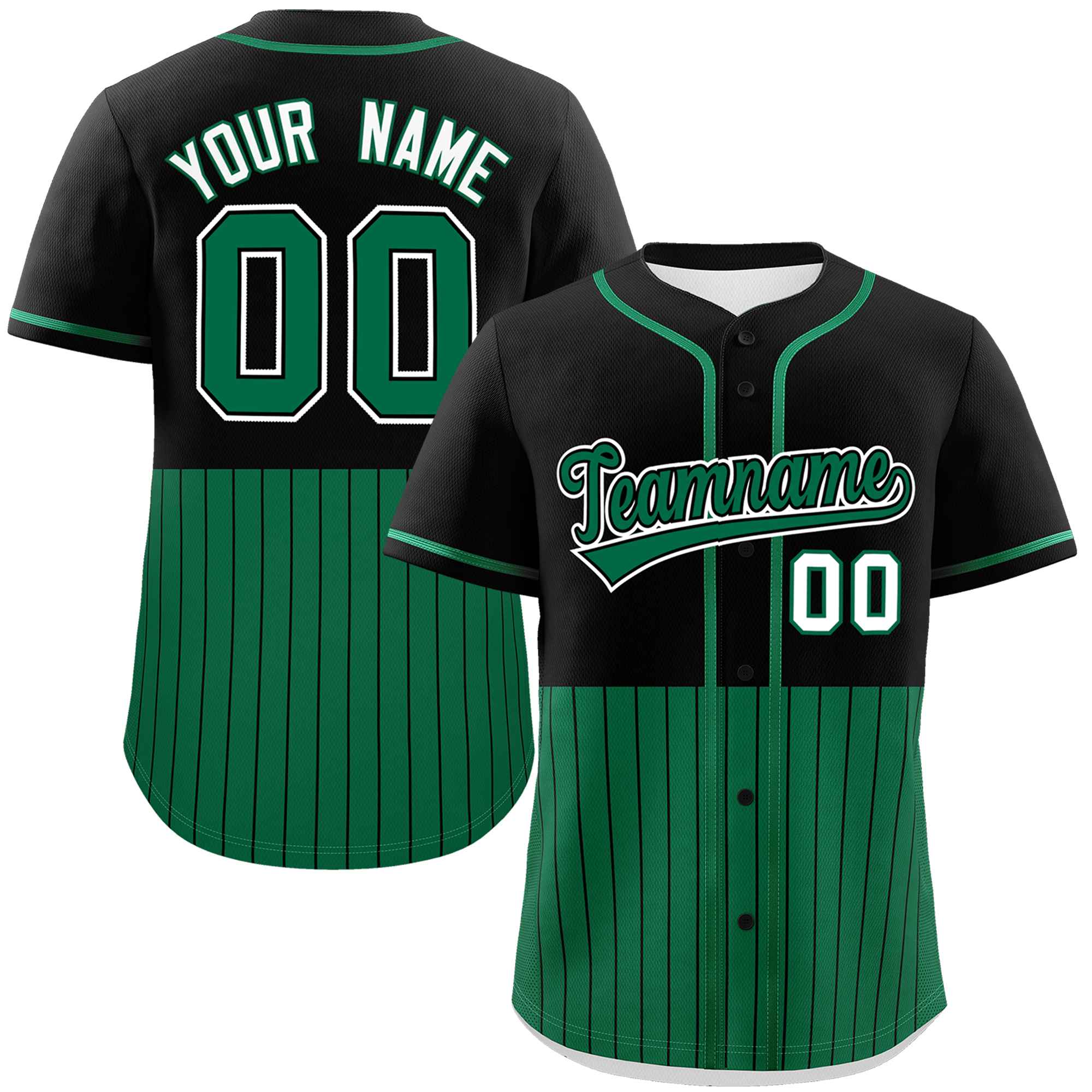 Individuell personalisiertes, authentisches Baseball-Trikot mit Halbstreifen-Design