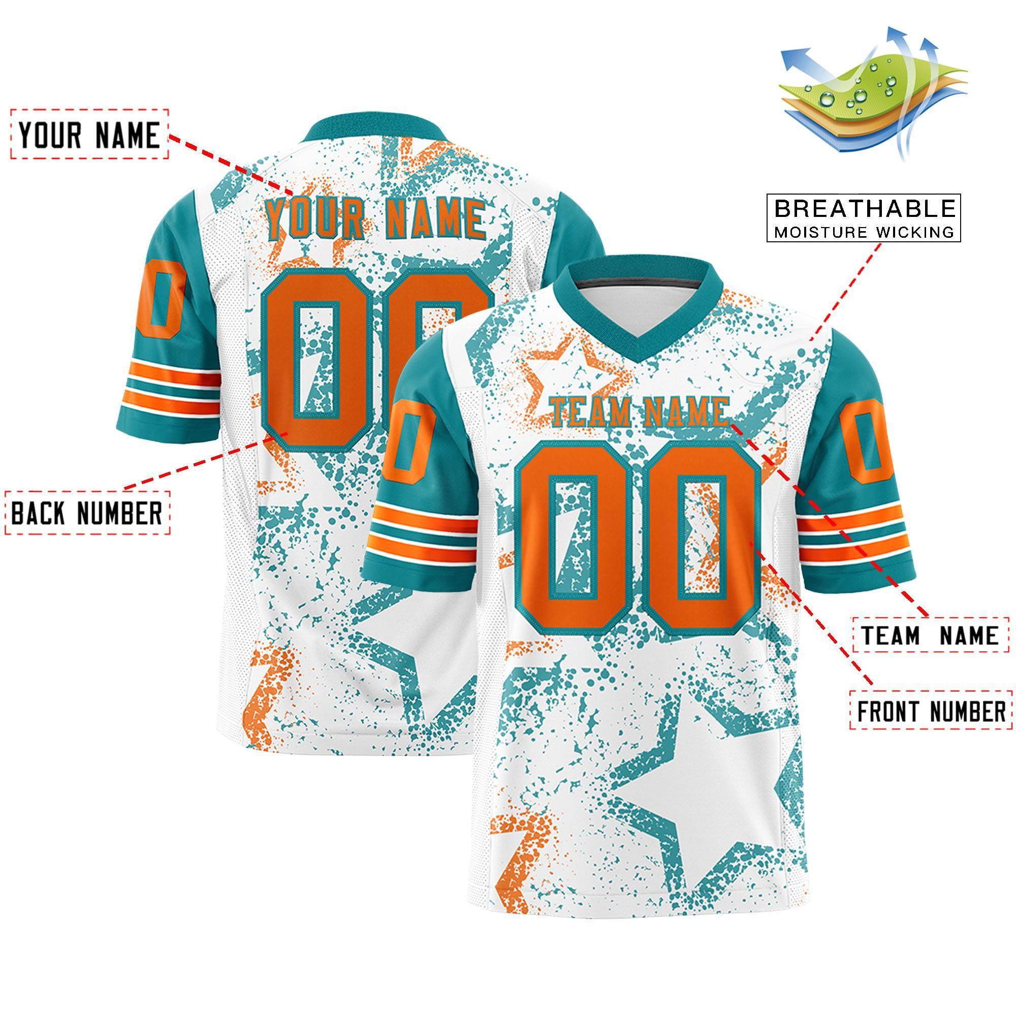Individuell personalisiertes, authentisches Fußballtrikot mit Sternmuster-Design Individuell personalisiertes, authentisches Fußballtrikot mit Sternmuster-Design