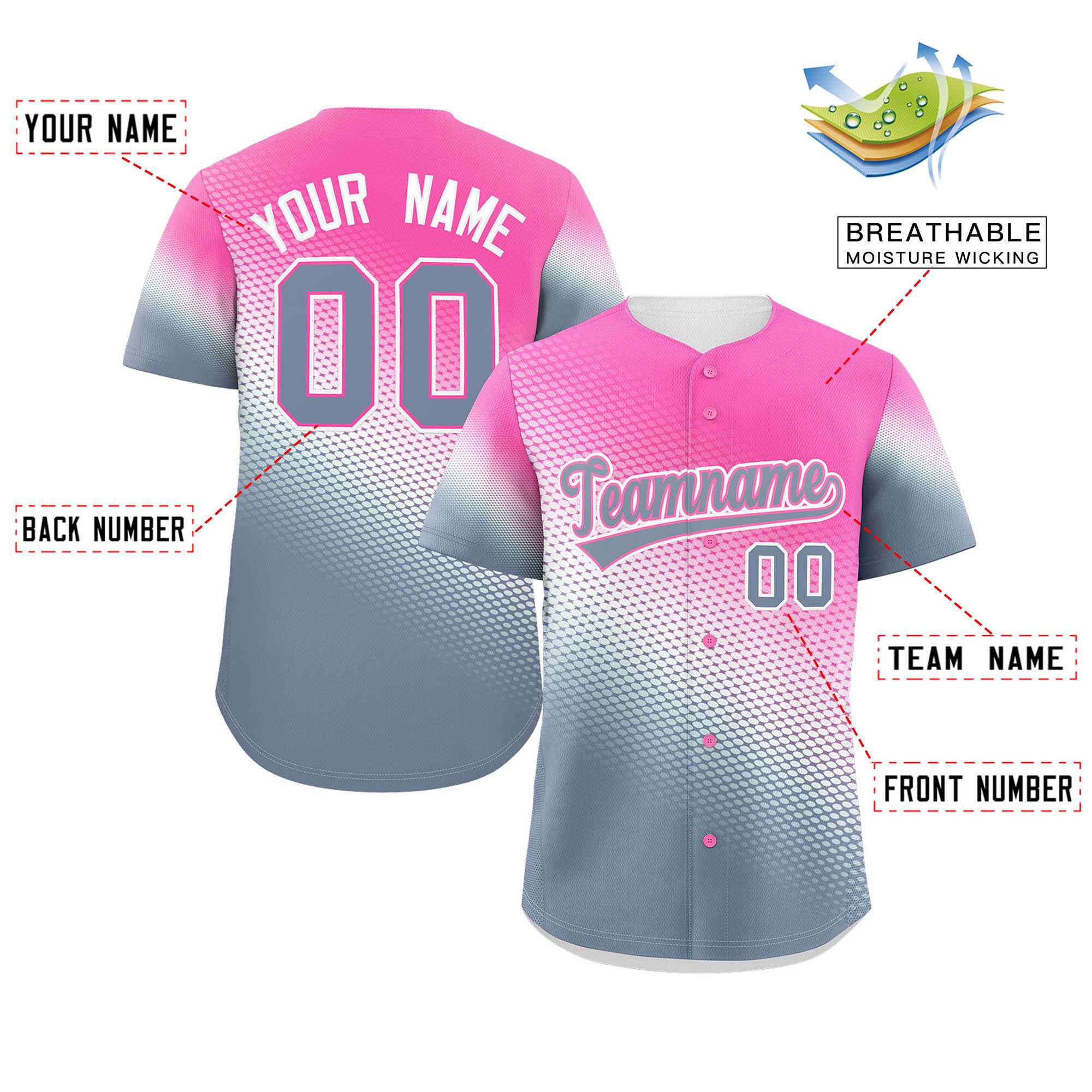 Benutzerdefiniertes Tiny Spot Gradient Fashion Authentisches Baseball-Trikot