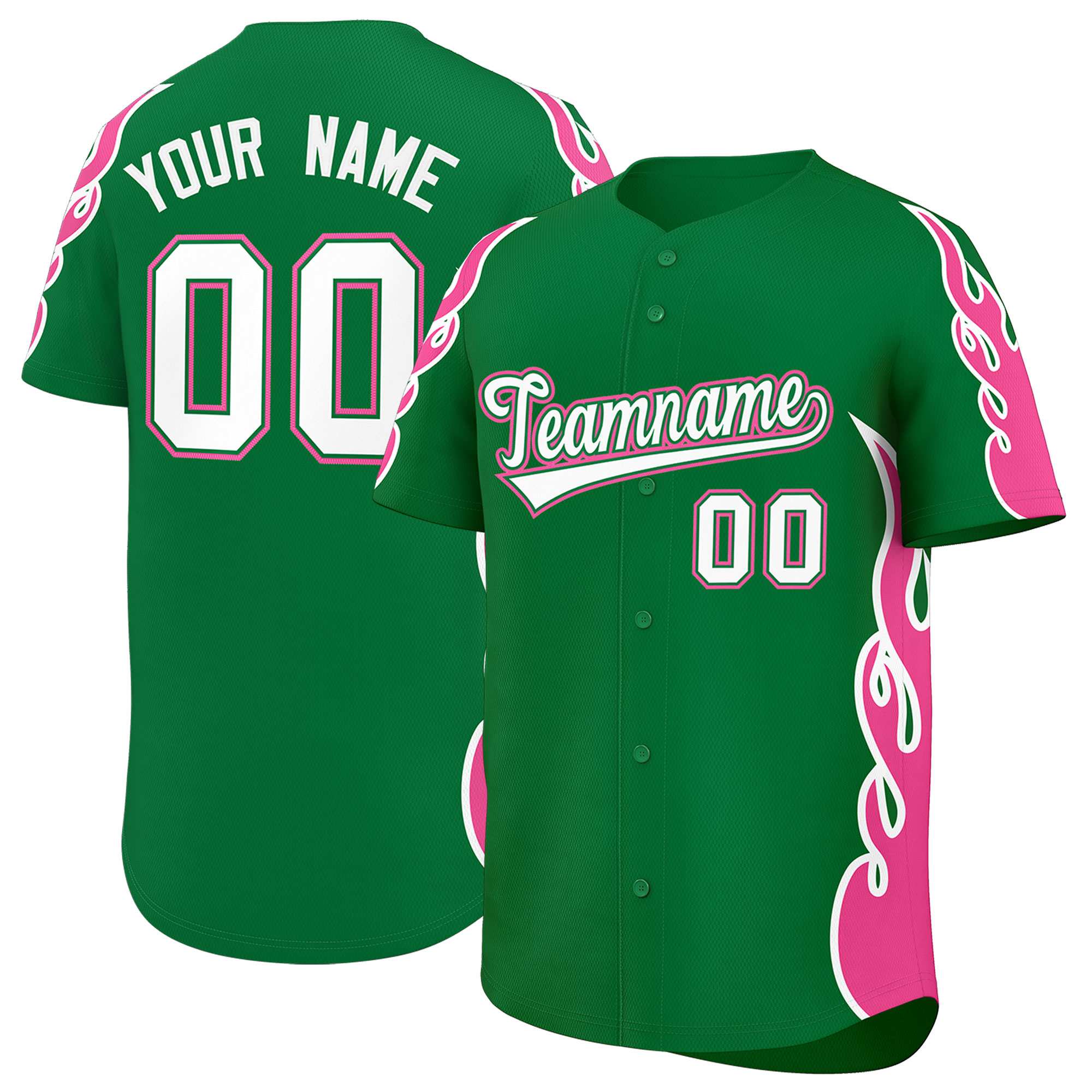 Benutzerdefiniertes Baseball-Trikot mit Seitenflammen-Umrissmuster für Sportuniformen