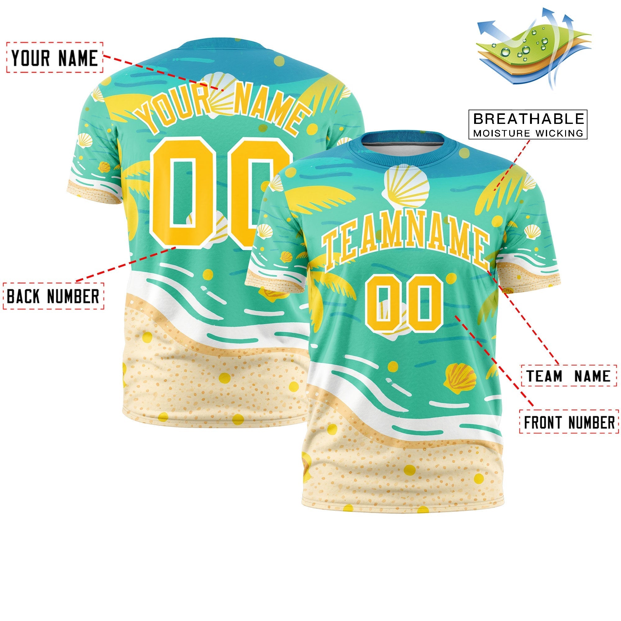 Benutzerdefiniertes T-Shirt im hawaiianischen Stil mit Graffiti-Muster