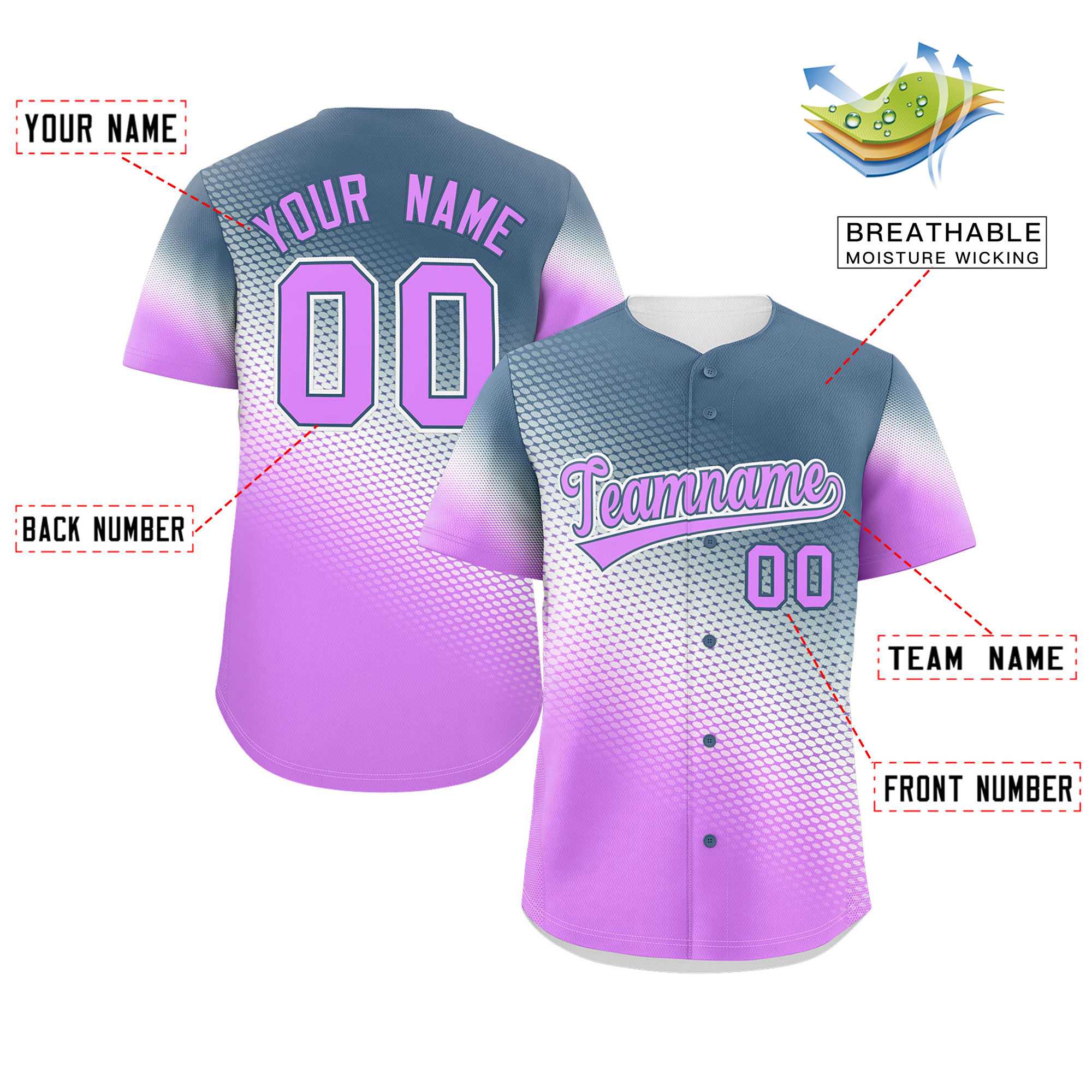 Benutzerdefiniertes Tiny Spot Gradient Fashion Authentisches Baseball-Trikot