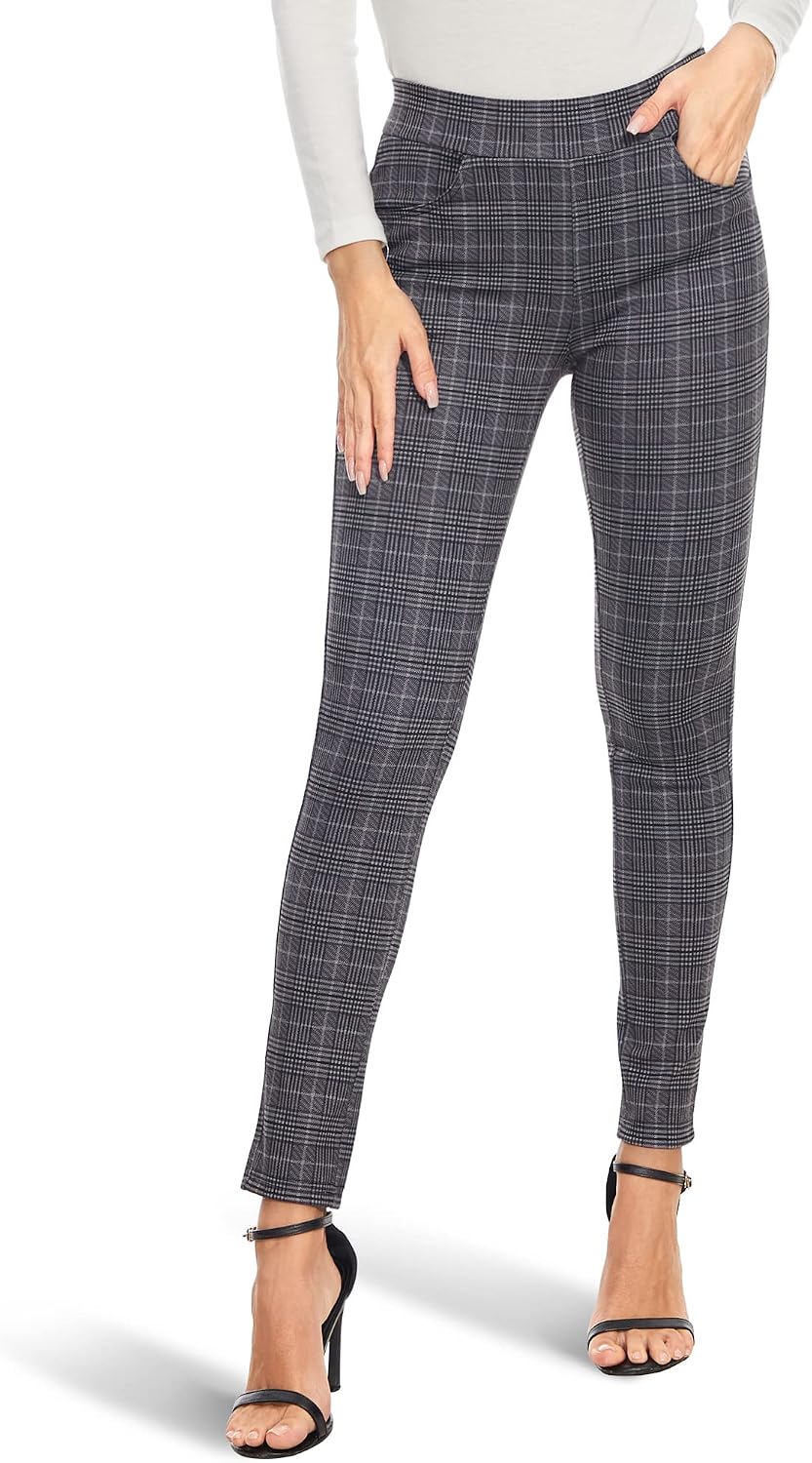 Women's Plaid Pull-On Skinny Pants (Grey)