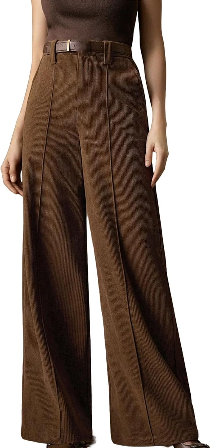 Women Baggy Casual Pants Wide Leg High Waist Trousers Daily Comfortable with Pockets Design