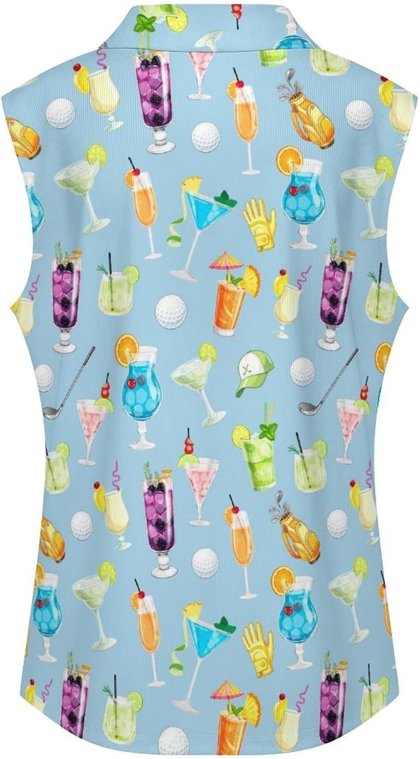 Women's Sleeveless Golf Polo Shirts Zip Quick Dry Lightweight Wicking Athletic Shirts Tank Tops for Women