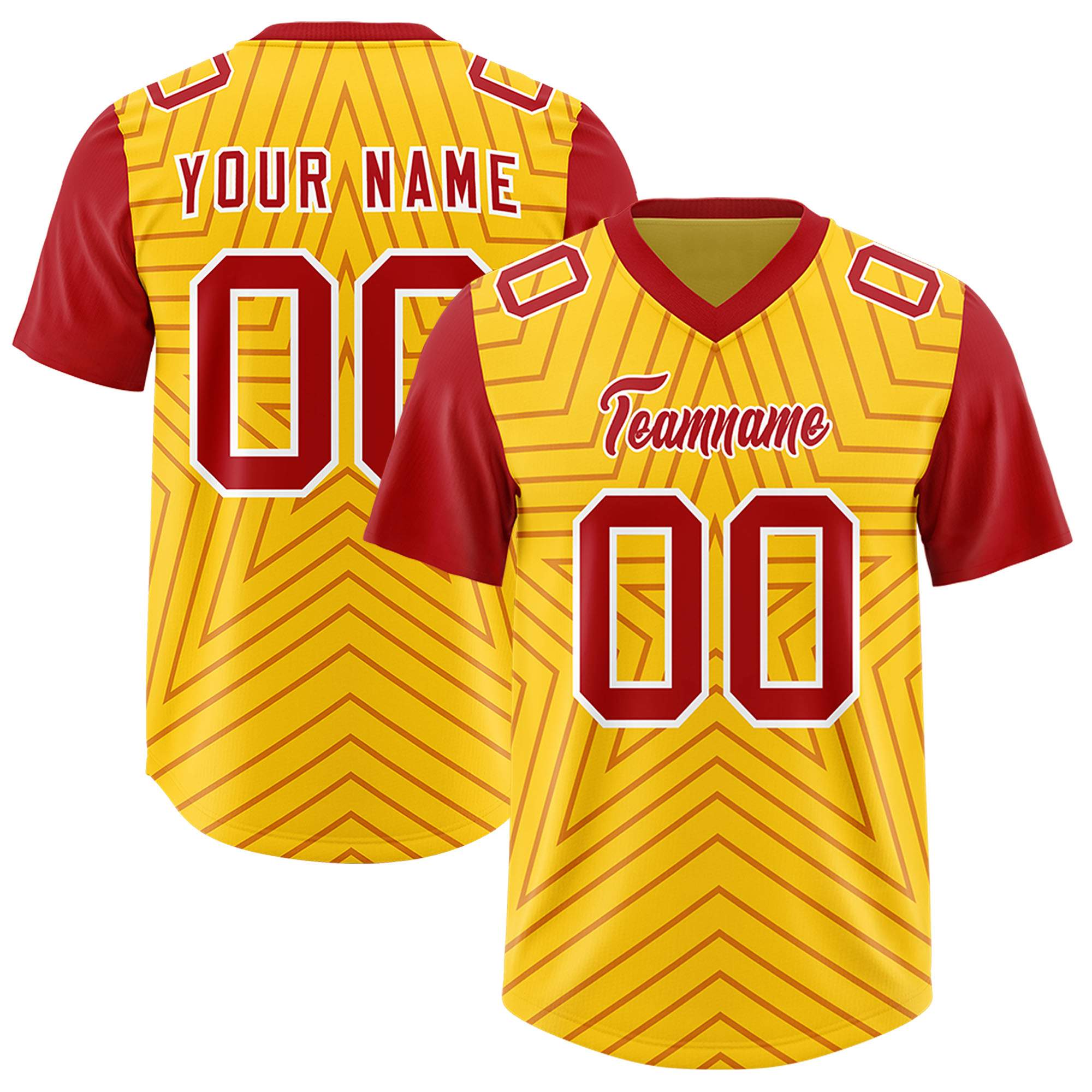 Individuell personalisiertes, authentisches Fußballtrikot mit Raglanärmeln und Sternenmuster