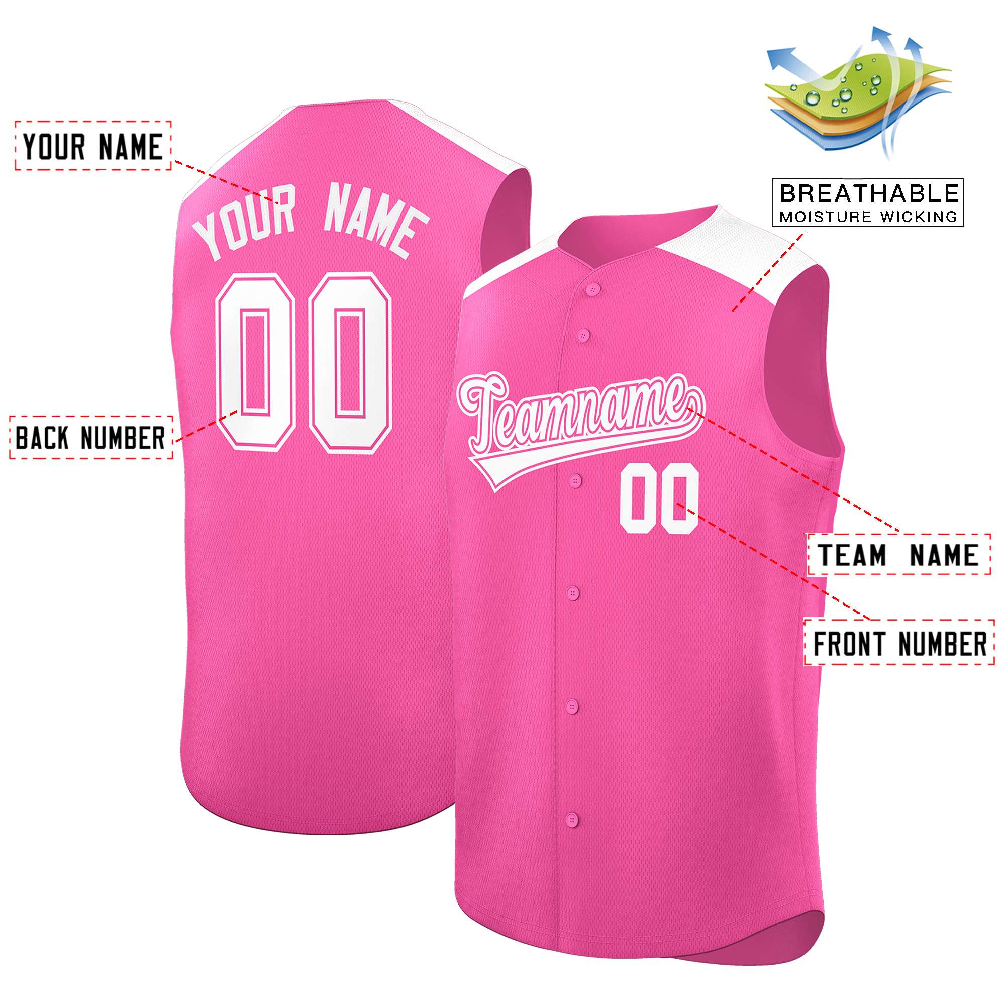 Benutzerdefinierte personalisierte klassische authentische ärmellose Baseball-Trikot