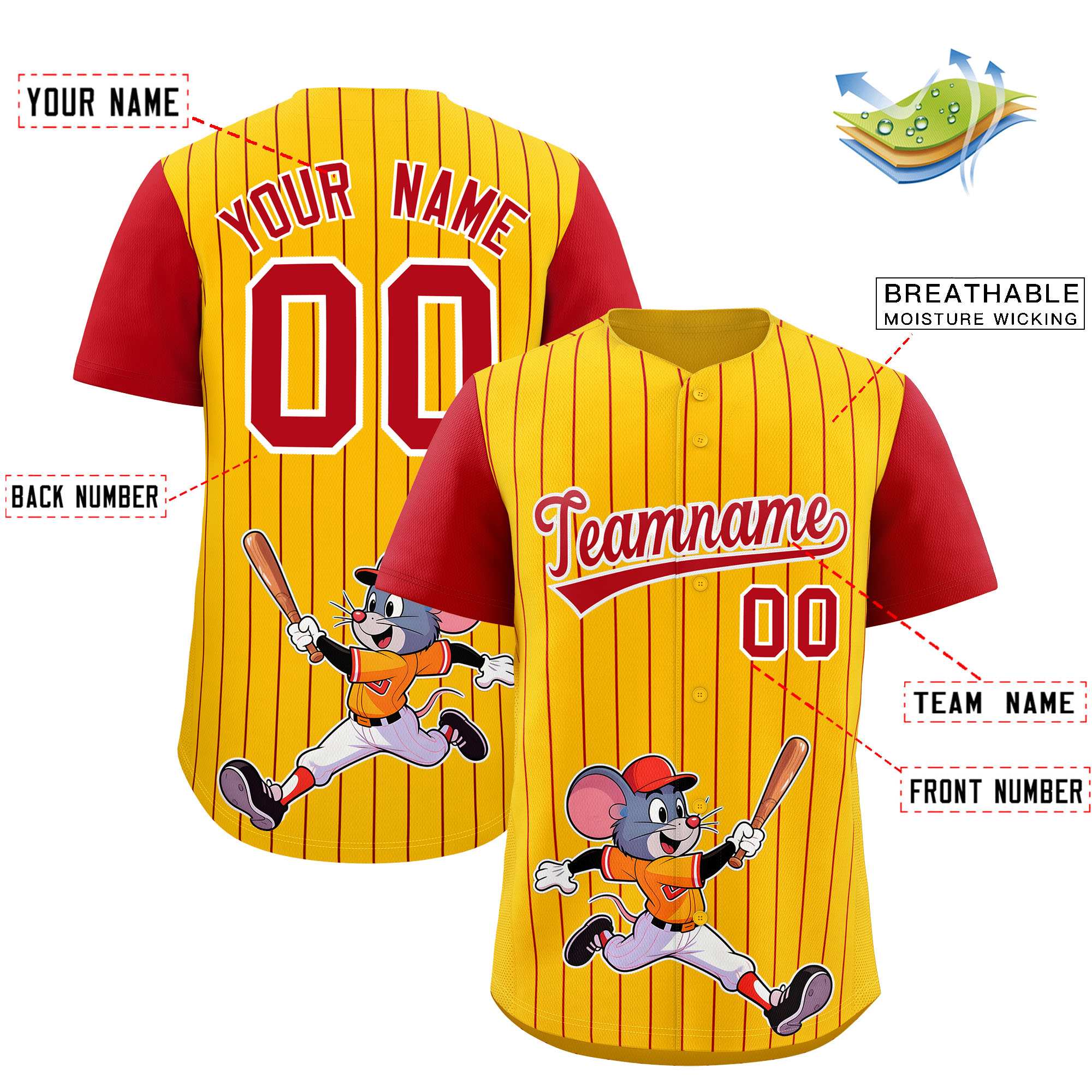 Authentisches Baseball-Trikot mit individuellem Streifen-Tiere-Graffiti-Muster, Raglanärmeln Authentisches Baseball-Trikot mit individuellem Streifen-Tiere-Graffiti-Muster, Raglanärmeln