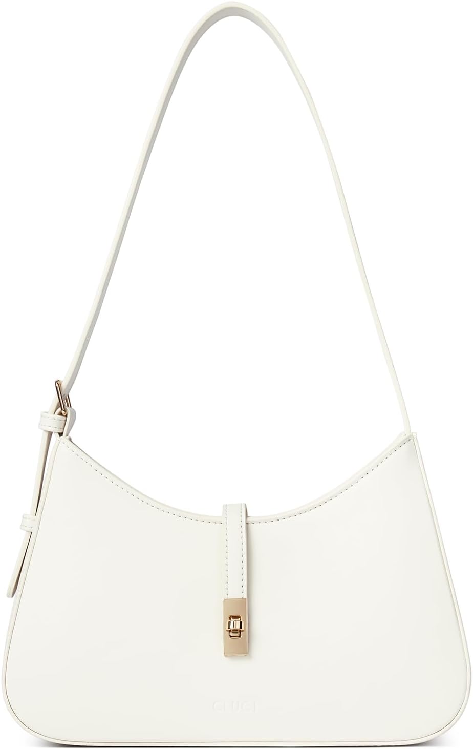 Women's White Vegan Leather Crescent Shoulder Bag