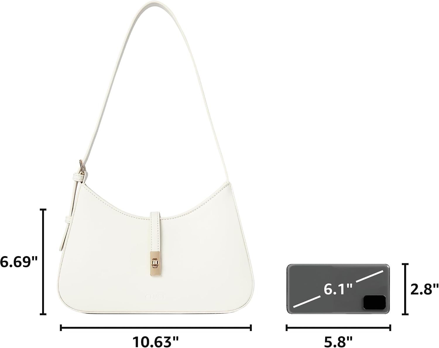 Women's White Vegan Leather Crescent Shoulder Bag