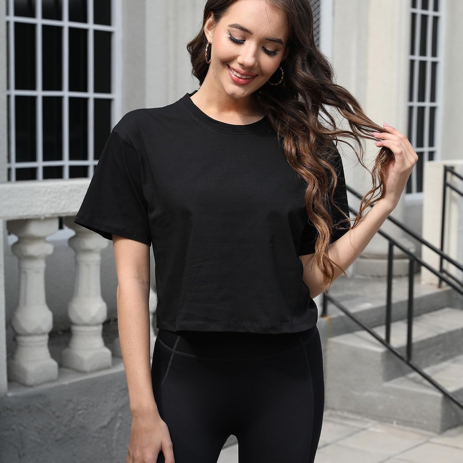 Women Workout Crop Top T-Shirt 100% Cotton Drop Shoulder Half Sleeve Oversized Yoga Running Cropped Tee Women Workout Crop Top T-Shirt 100% Cotton Drop Shoulder Half Sleeve Oversized Yoga Running Cropped Tee
