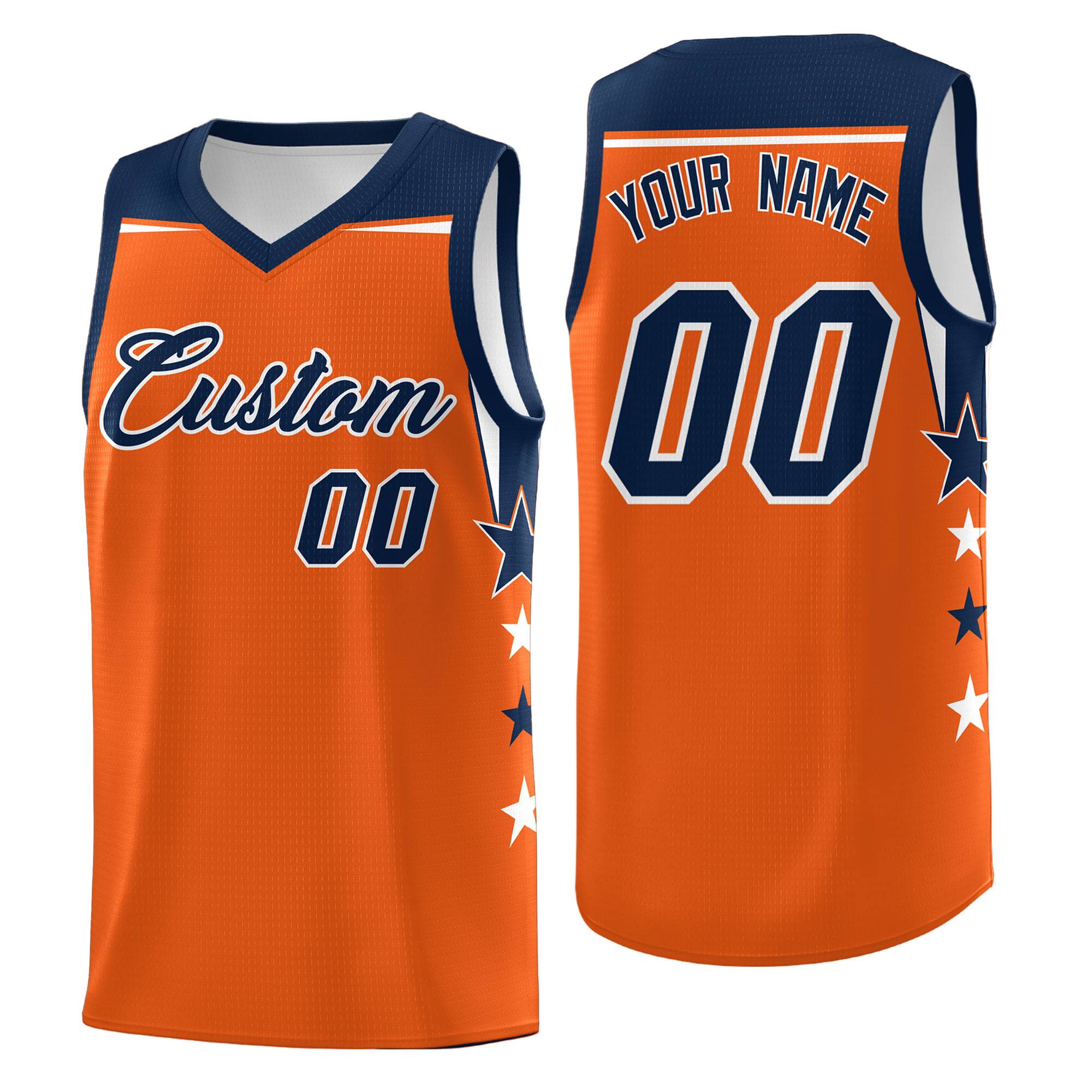Maßgeschneidertes fluoreszierendes grünes marineblaues zweifarbiges seitliches Stern-Farbblock-Sublimationsdruck-Uniform-Basketballtrikot