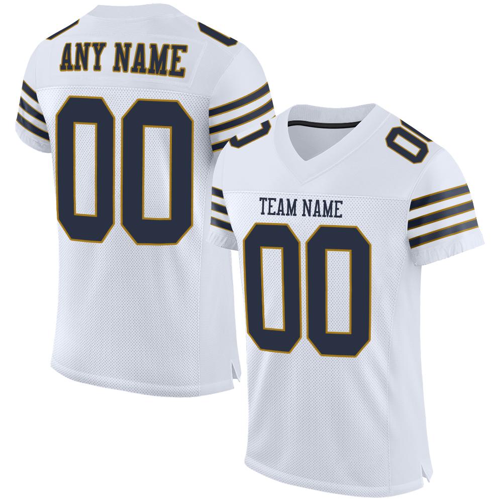 Custom Navy-Old Gold Classic Style Mesh Authentic Football Jersey