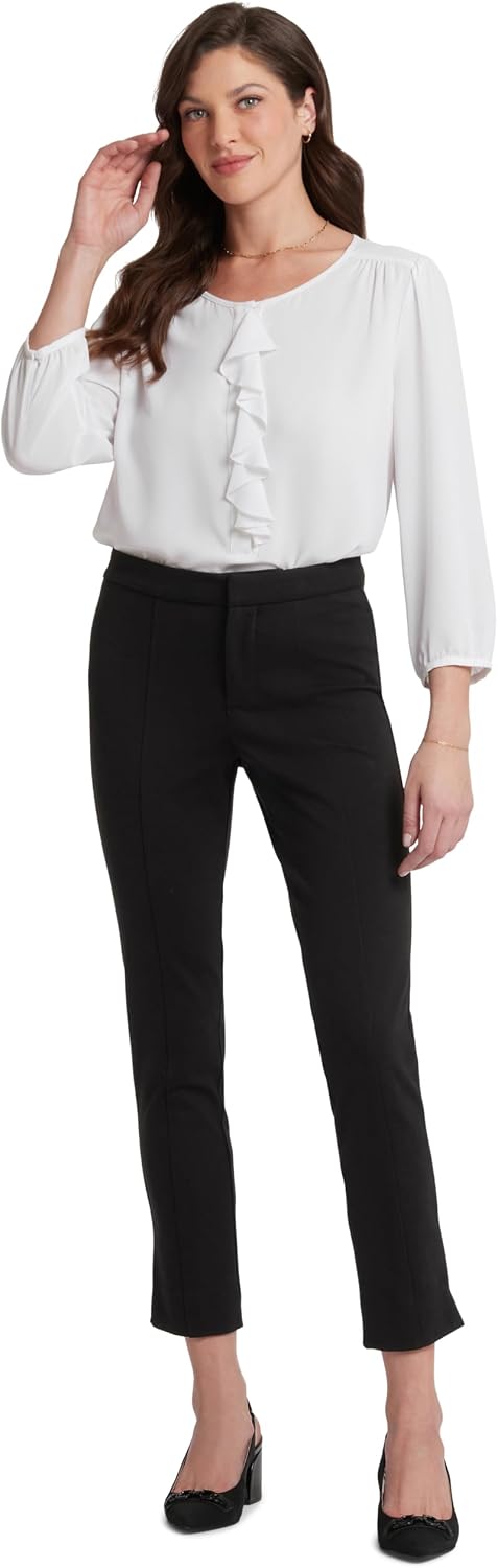Women's Slim Ponte Dress Pants, Ankle Length (Black)