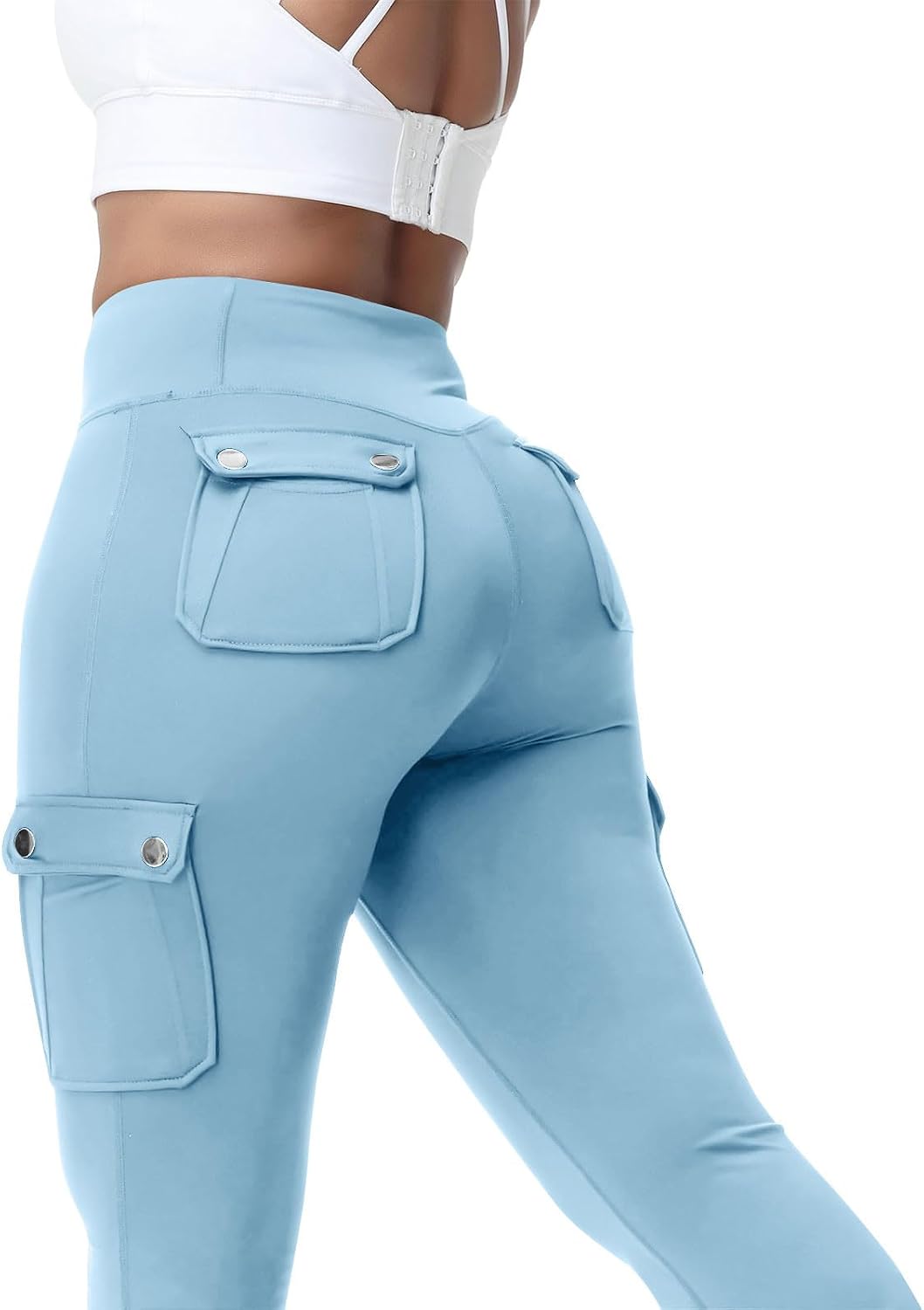 Cargo Leggings with Pockets for Women Scrunch Butt Lifting Workout High Waisted Gym Yoga Pants