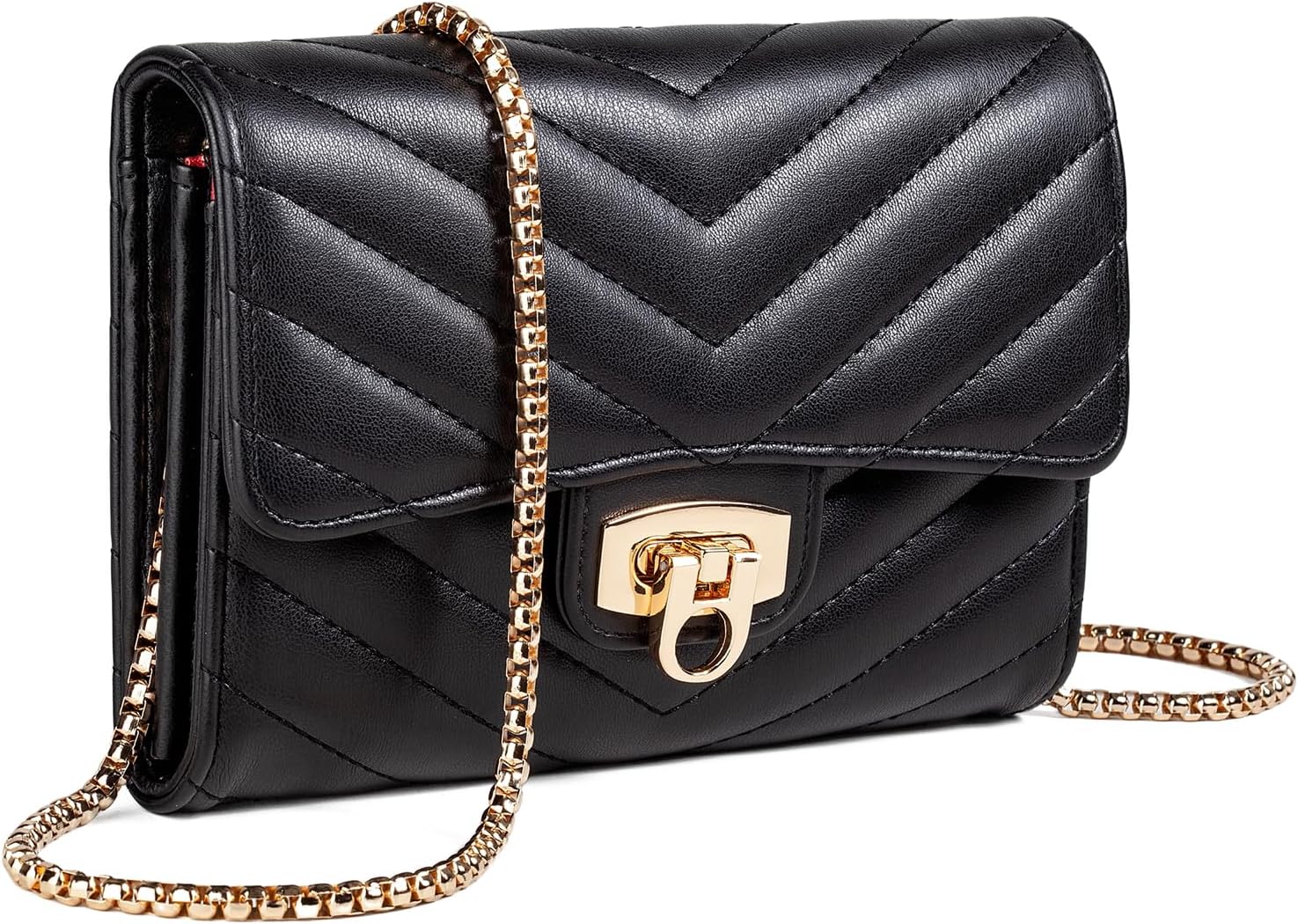 Women's Quilted PU Leather Mini Chain Crossbody Bag