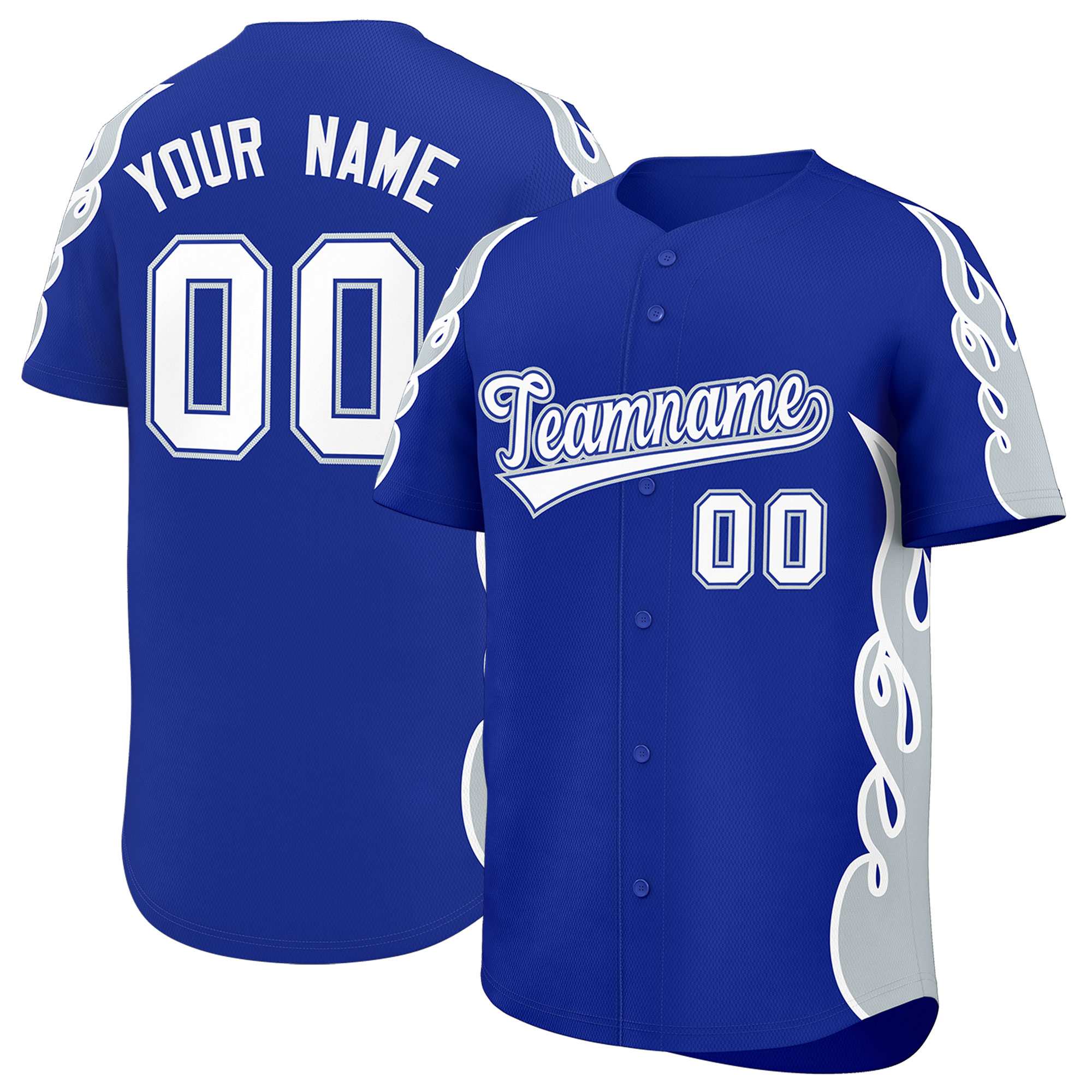 Benutzerdefiniertes Baseball-Trikot mit Seitenflammen-Umrissmuster für Sportuniformen