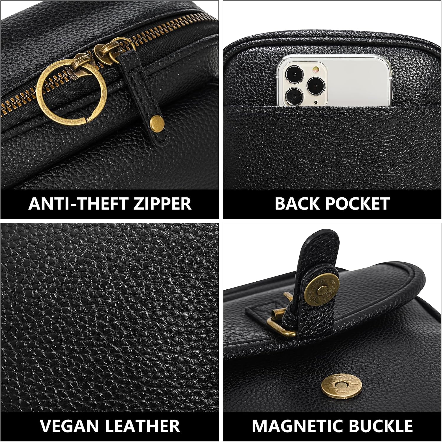 Women's Vegan Leather Small Crossbody Bag with Card Slots