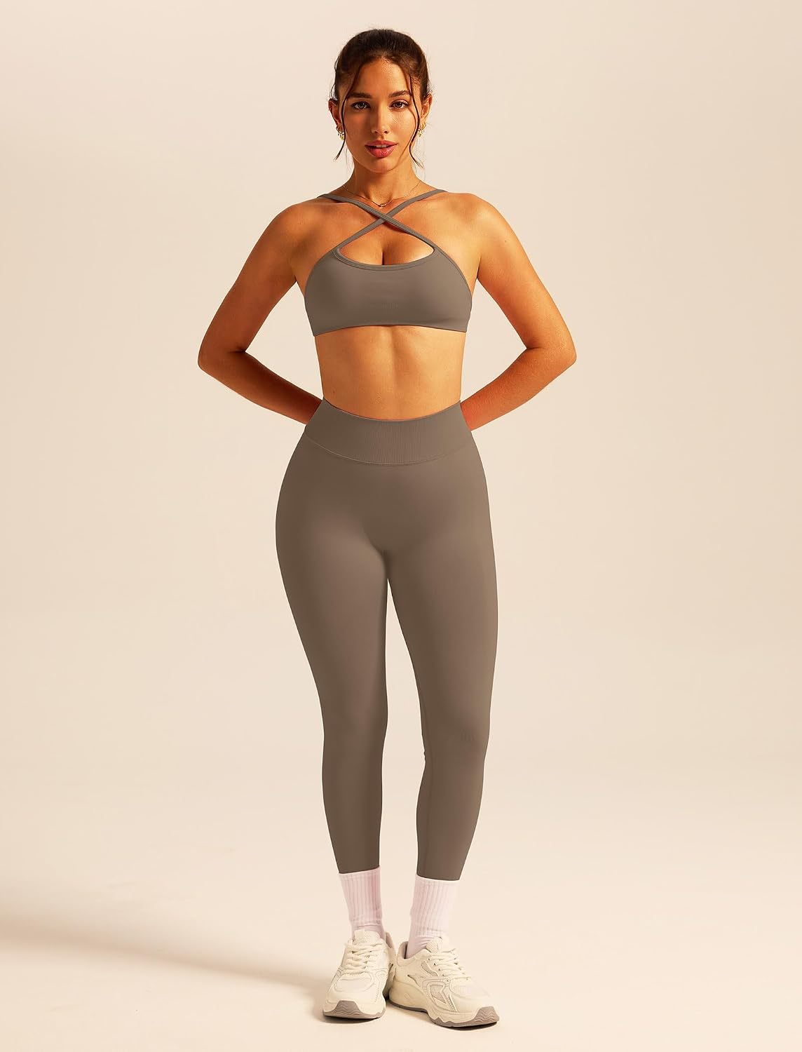 Women's Square Neck Bra and Flare Leggings Set