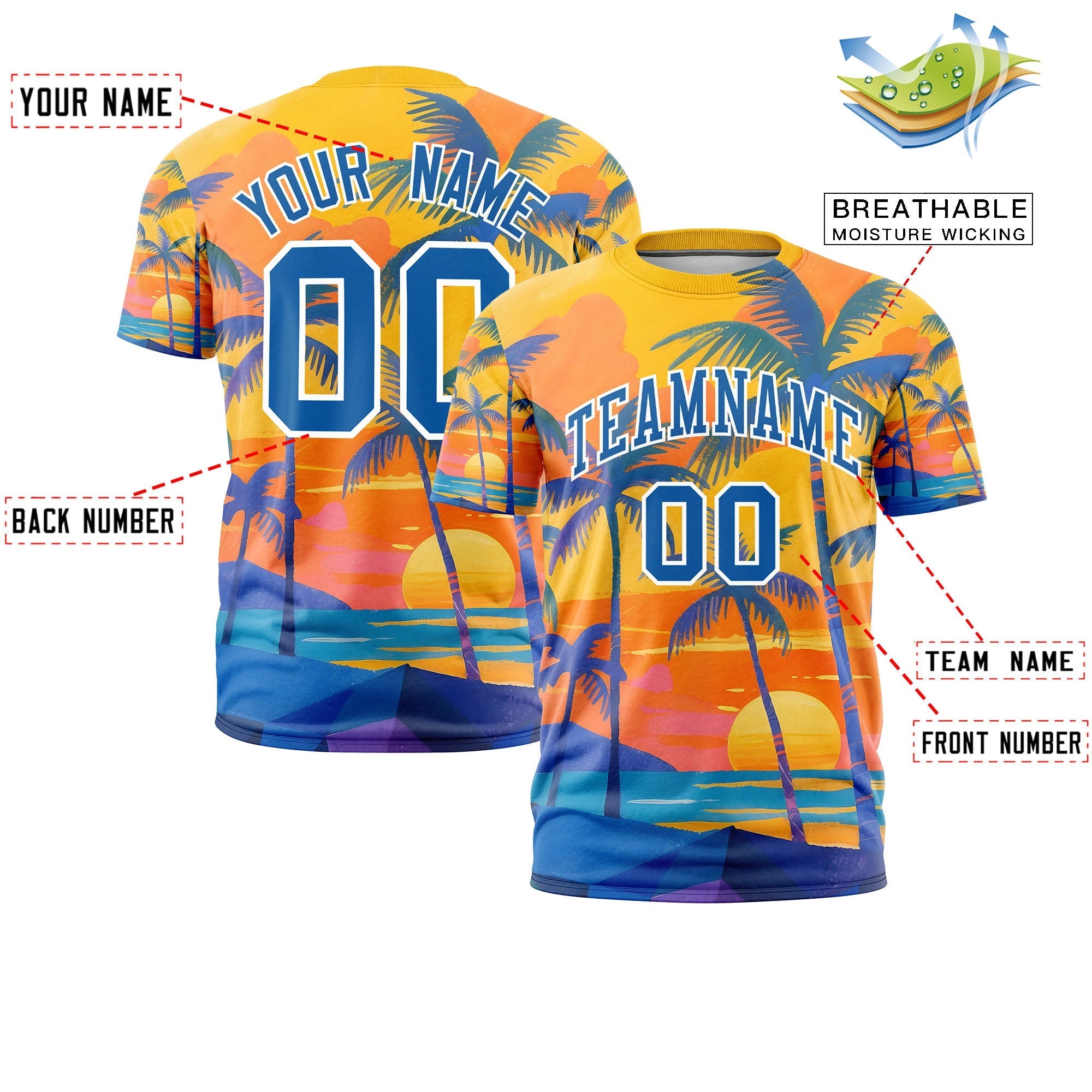 Benutzerdefiniertes T-Shirt im hawaiianischen Stil mit Graffiti-Muster