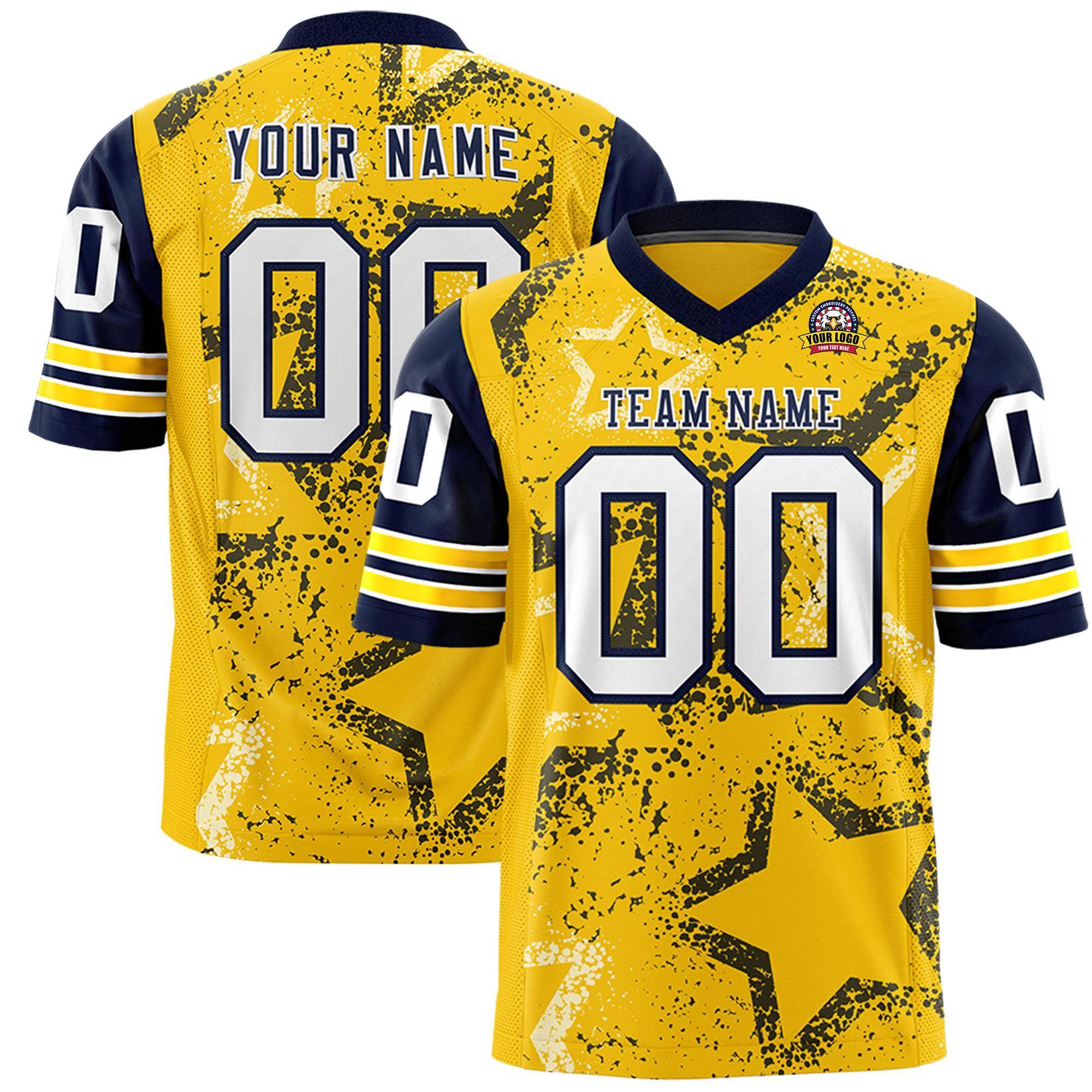 Individuell personalisiertes, authentisches Fußballtrikot mit Sternmuster-Design Individuell personalisiertes, authentisches Fußballtrikot mit Sternmuster-Design