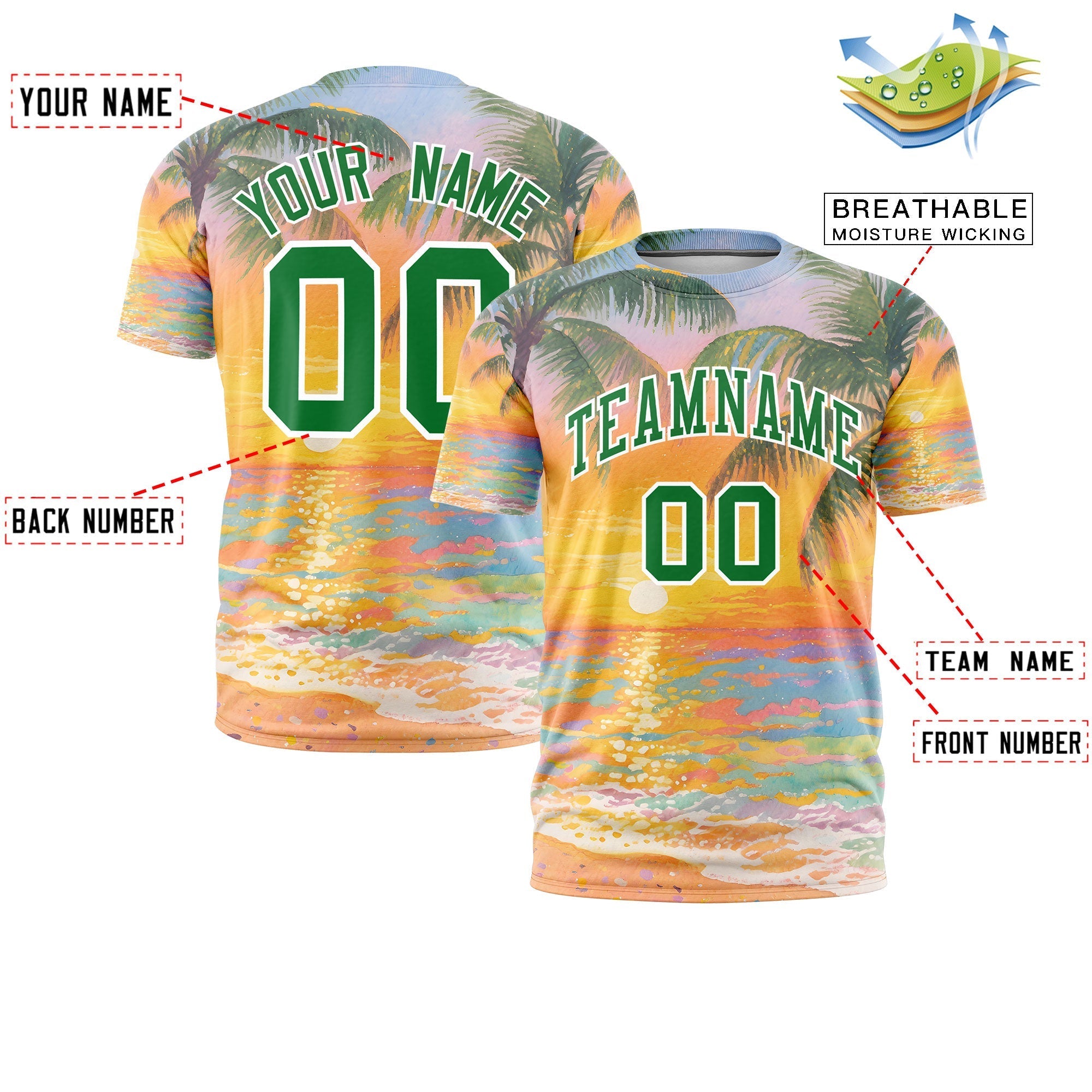 Benutzerdefiniertes T-Shirt im hawaiianischen Stil mit Graffiti-Muster