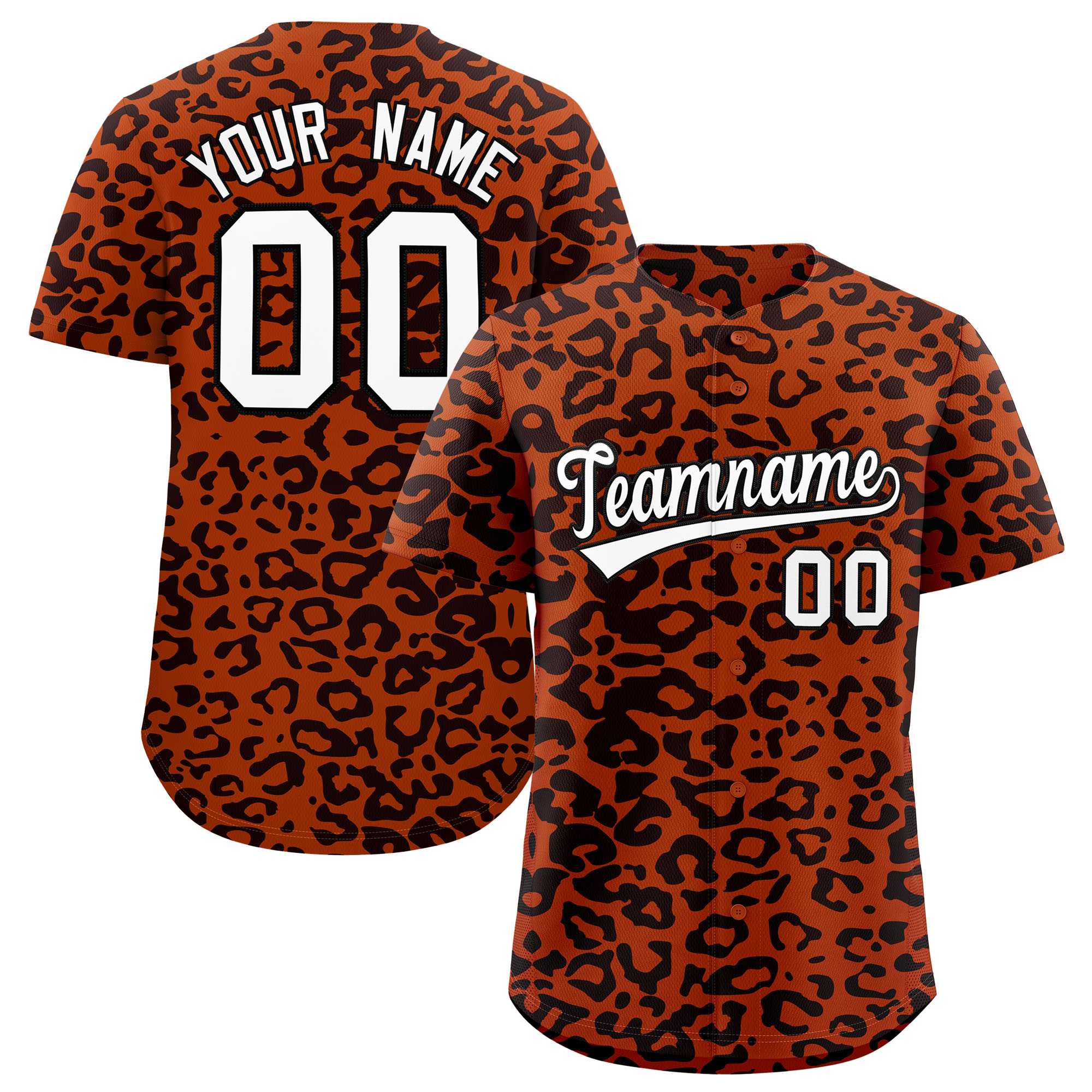 Authentisches Baseball-Trikot mit individuell gestaltetem Leopardenmuster