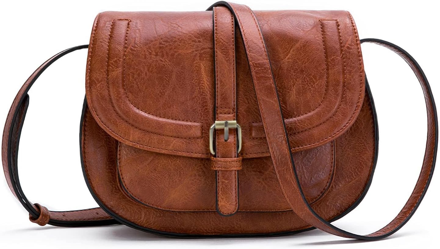 Women's Vegan Leather Saddle Crossbody Bag