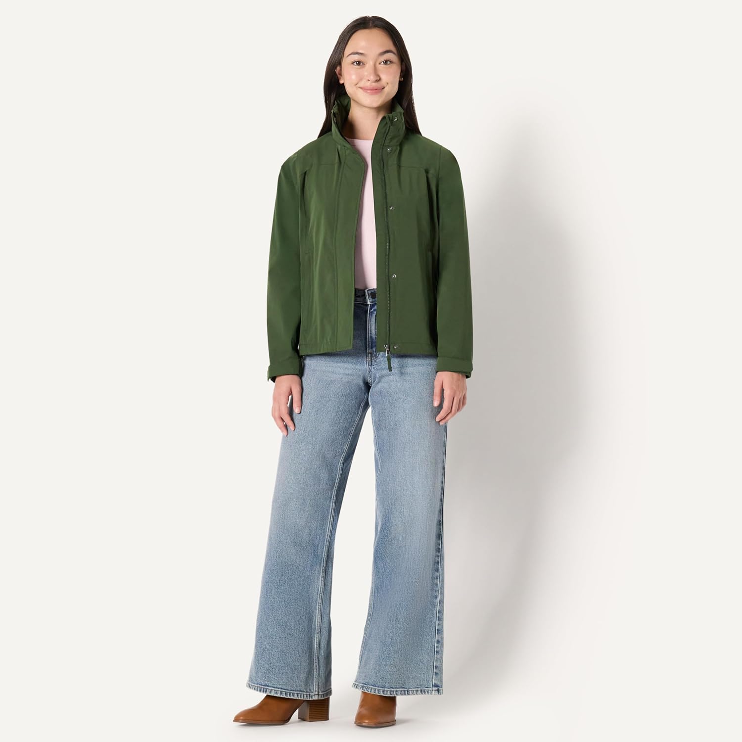 Women's Packable Hooded Rain Jacket Dark Green Women's Packable Hooded Rain Jacket Dark Green