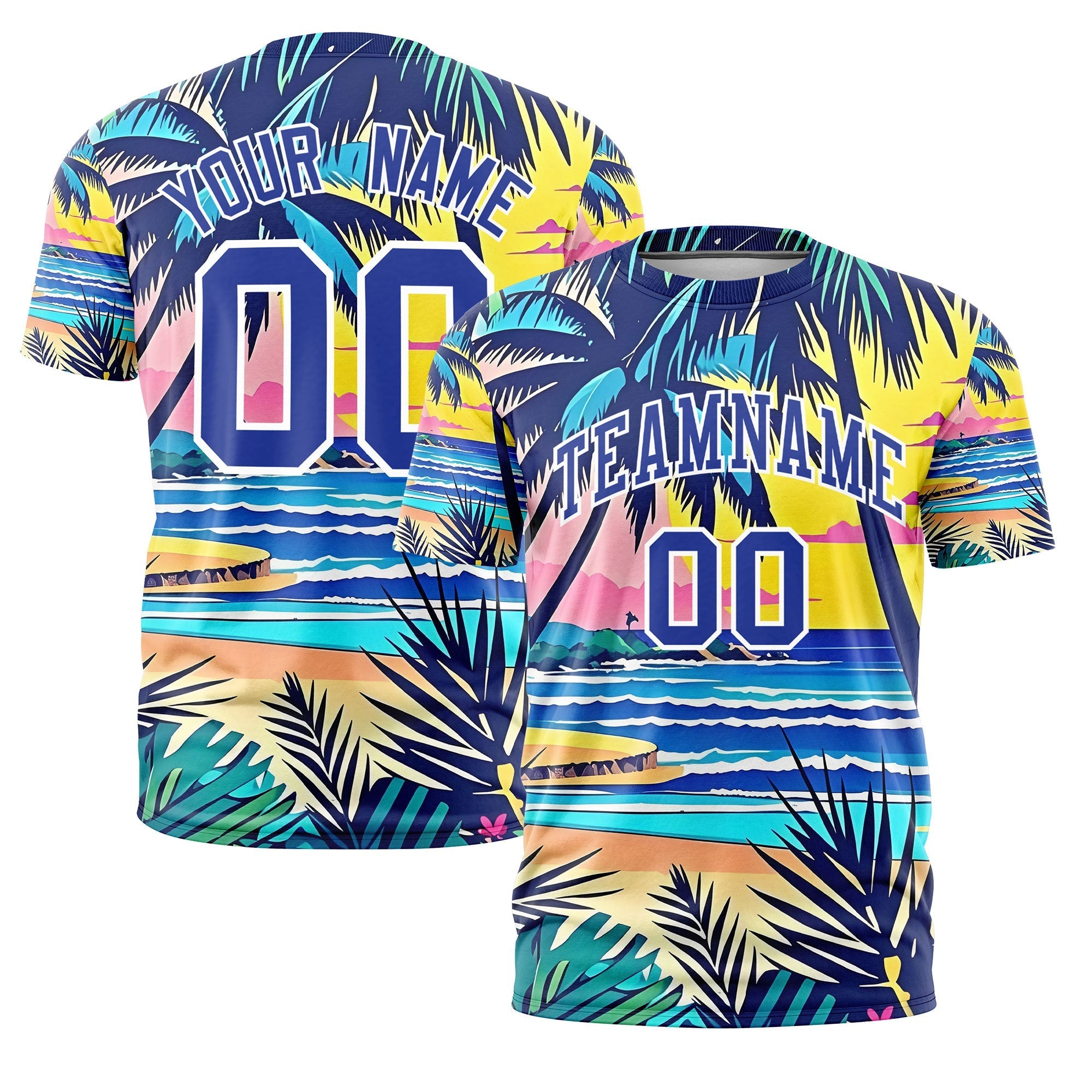 Benutzerdefiniertes T-Shirt im hawaiianischen Stil mit Graffiti-Muster