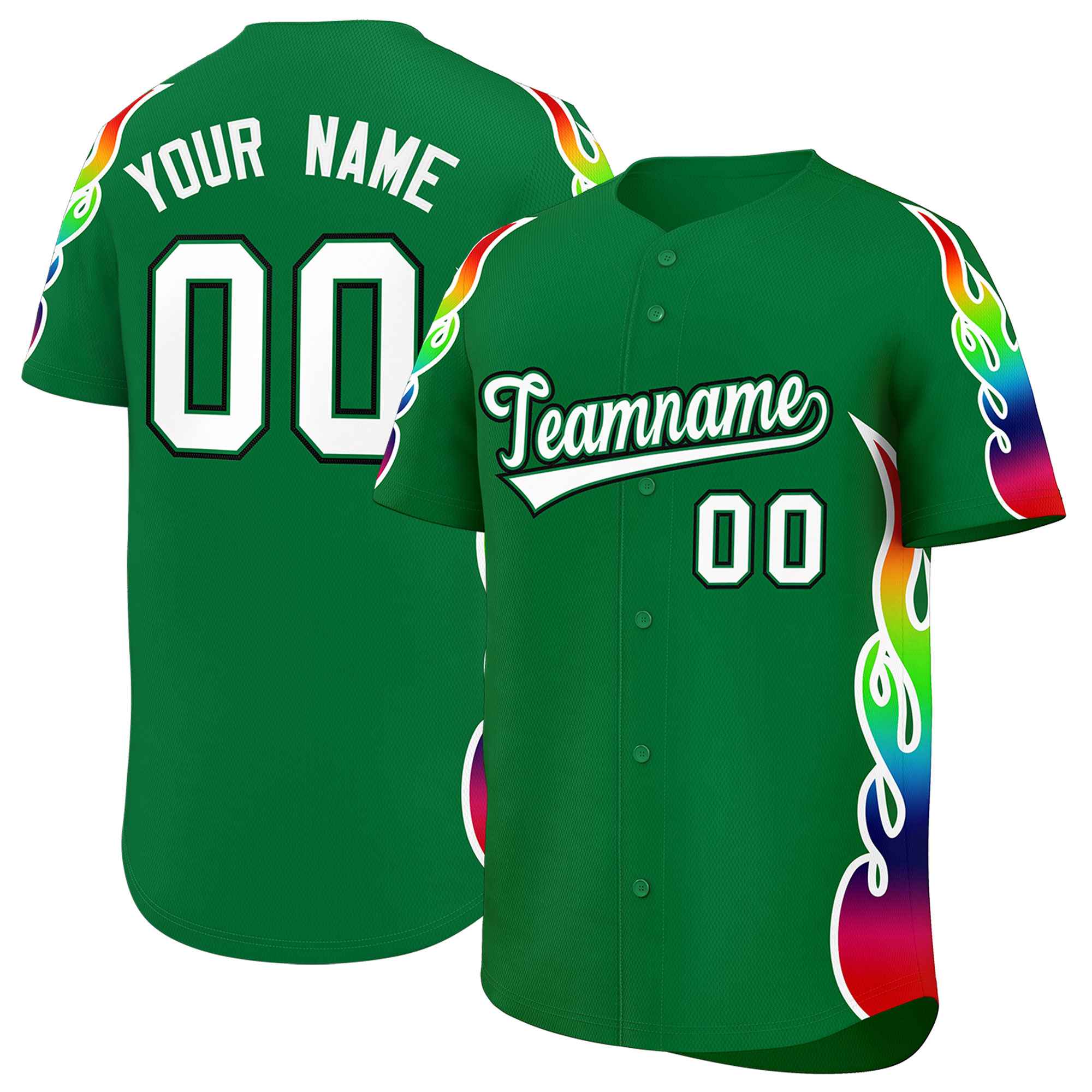 Benutzerdefiniertes Graffiti-Muster, personalisierter mehrfarbiger Flammendruck, authentisches Baseball-Trikot
