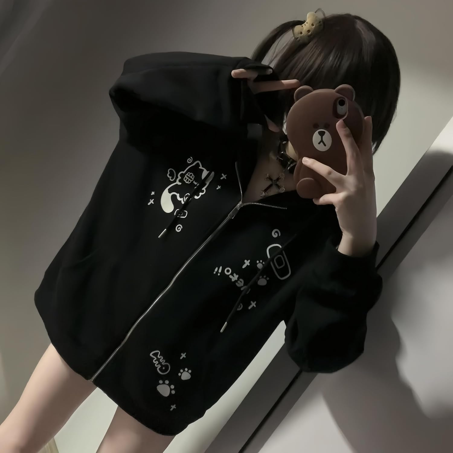 Womens Y2K Zip Up Cute Graphic Hoodies Cat Ears Cartoon Harajuku Kawaii Clothes Oversize Streetwear Jacket Womens Y2K Zip Up Cute Graphic Hoodies Cat Ears Cartoon Harajuku Kawaii Clothes Oversize Streetwear Jacket