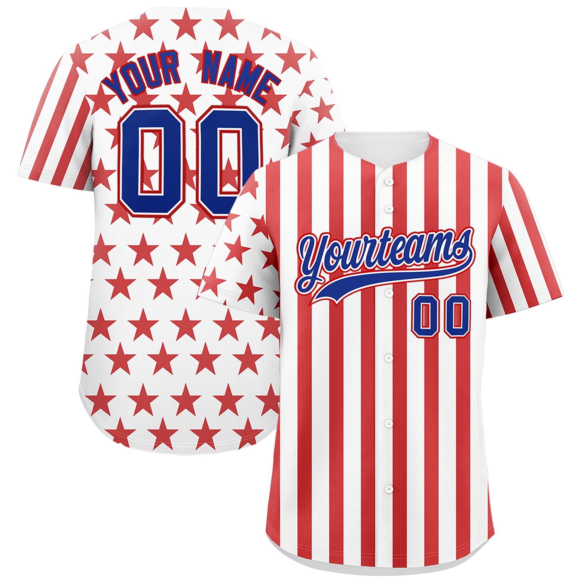 Benutzerdefiniertes Graffiti-Muster-Baseball-Trikot mit amerikanischer Flagge