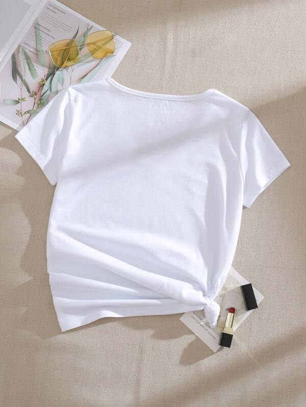 Schlichtes Basic-T-Shirt mit V-Ausschnitt