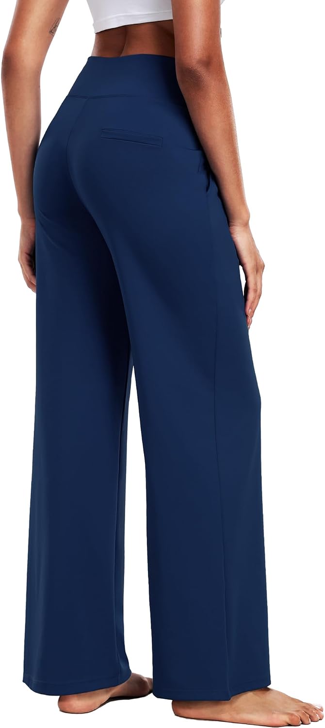 Women's High Waist Wide Leg Yoga Pants with Pockets