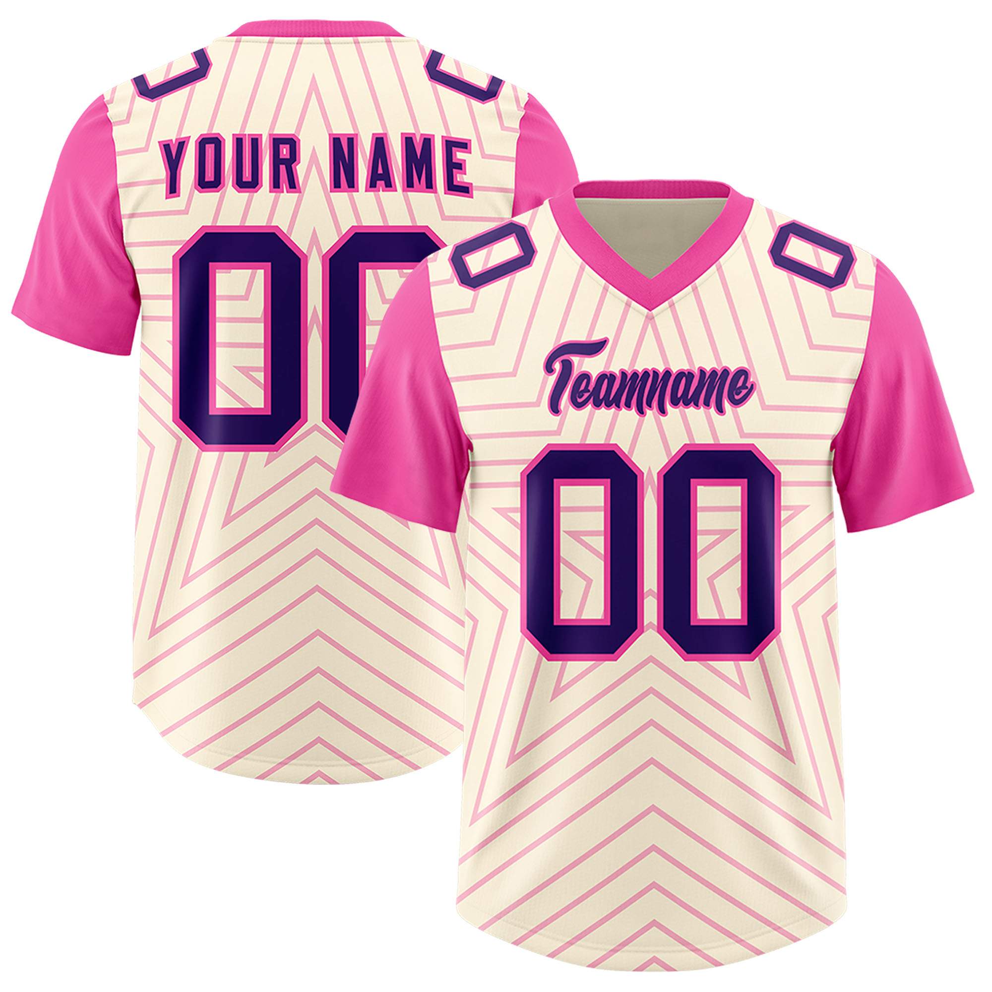 Individuell personalisiertes, authentisches Fußballtrikot mit Raglanärmeln und Sternenmuster