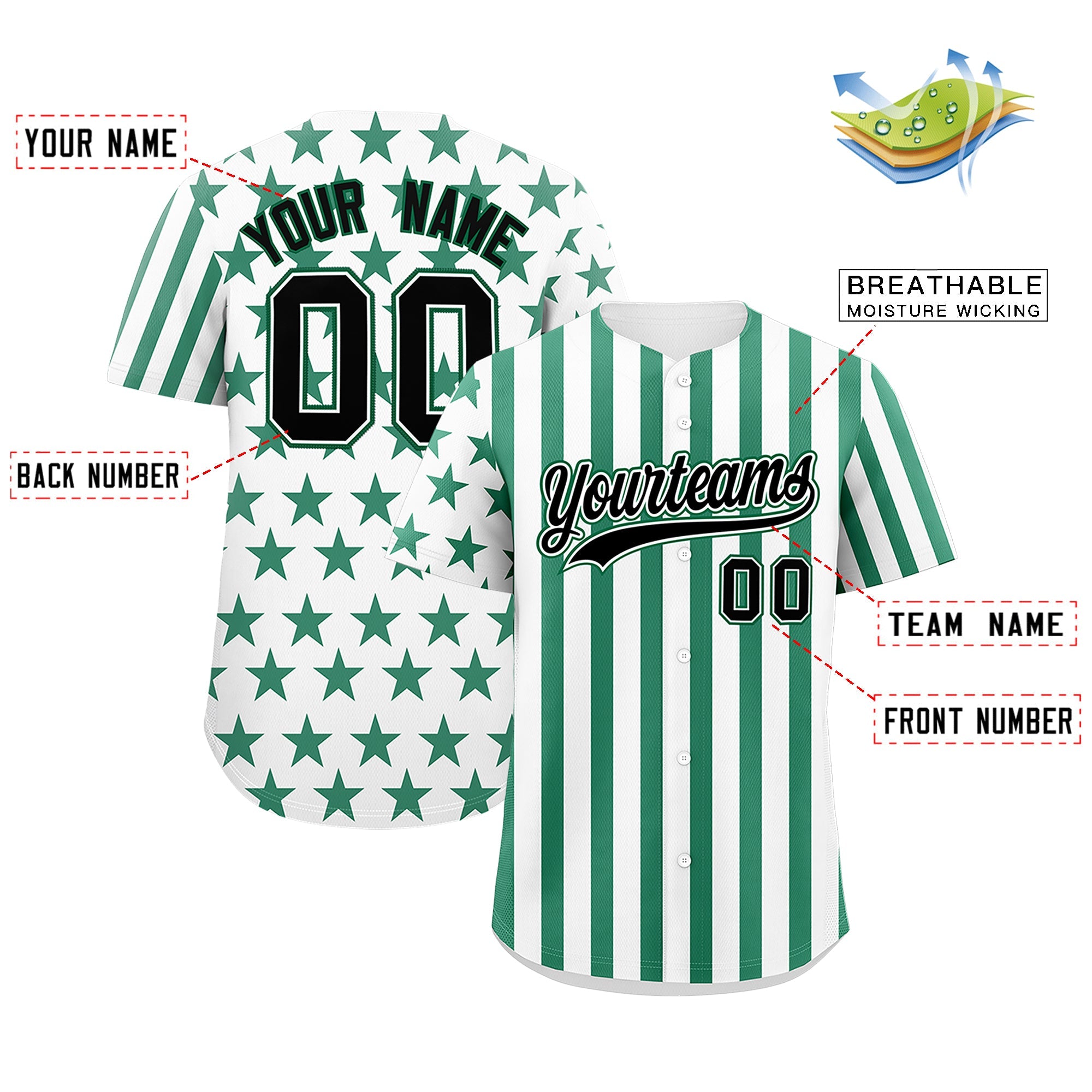 Benutzerdefiniertes Graffiti-Muster-Baseball-Trikot mit amerikanischer Flagge