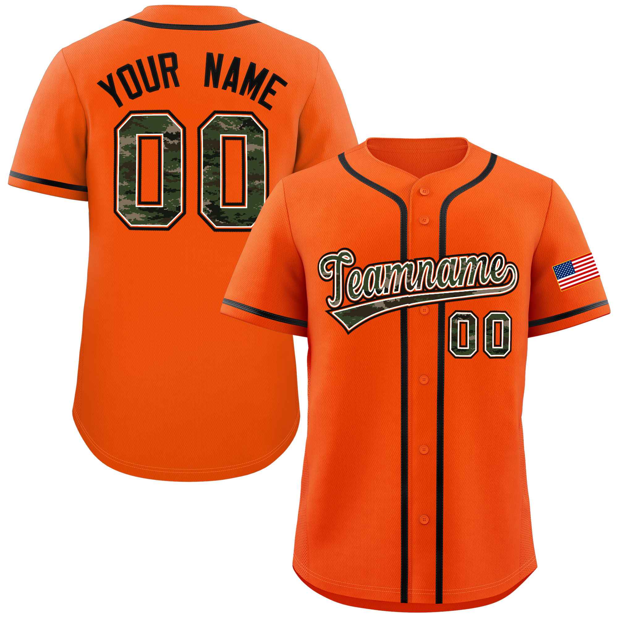 Benutzerdefinierte personalisierte Camo-Schriftart authentisches Baseball-Trikot