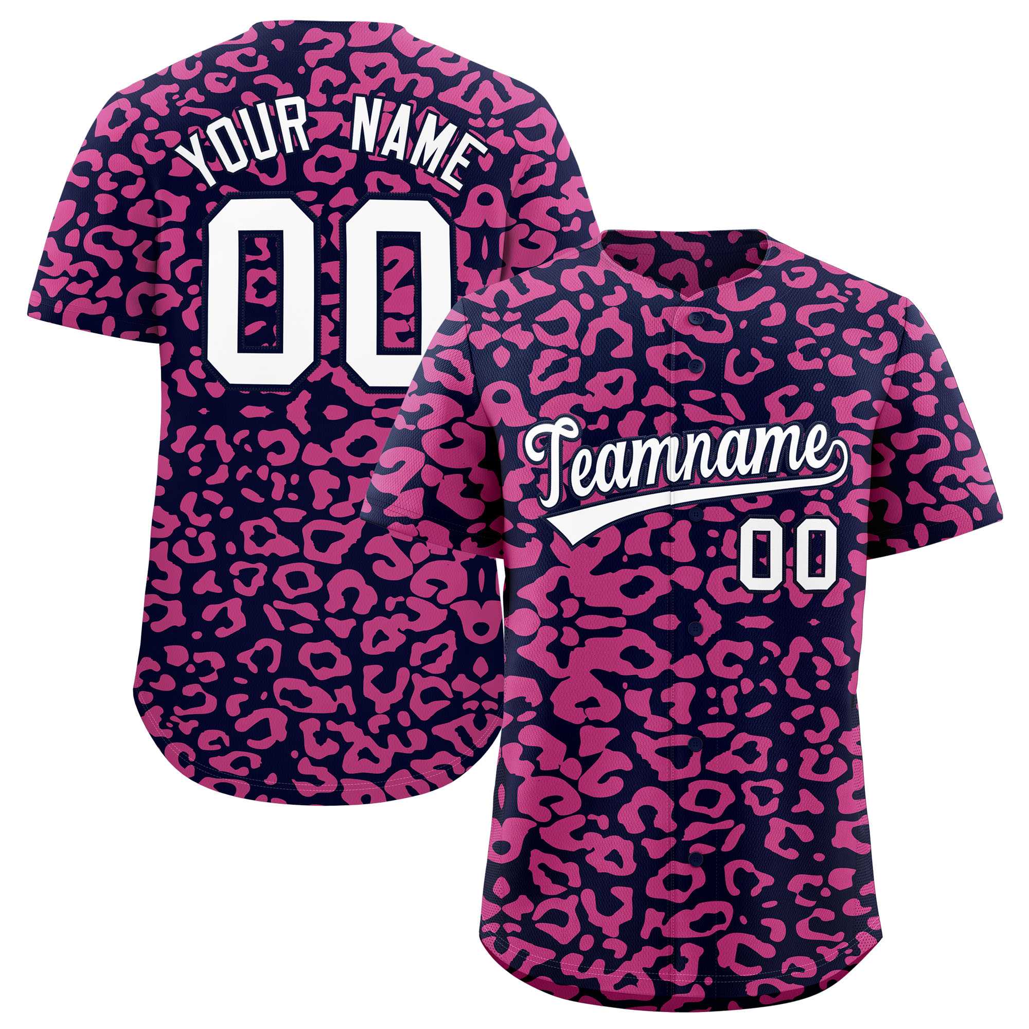Authentisches Baseball-Trikot mit individuell gestaltetem Leopardenmuster