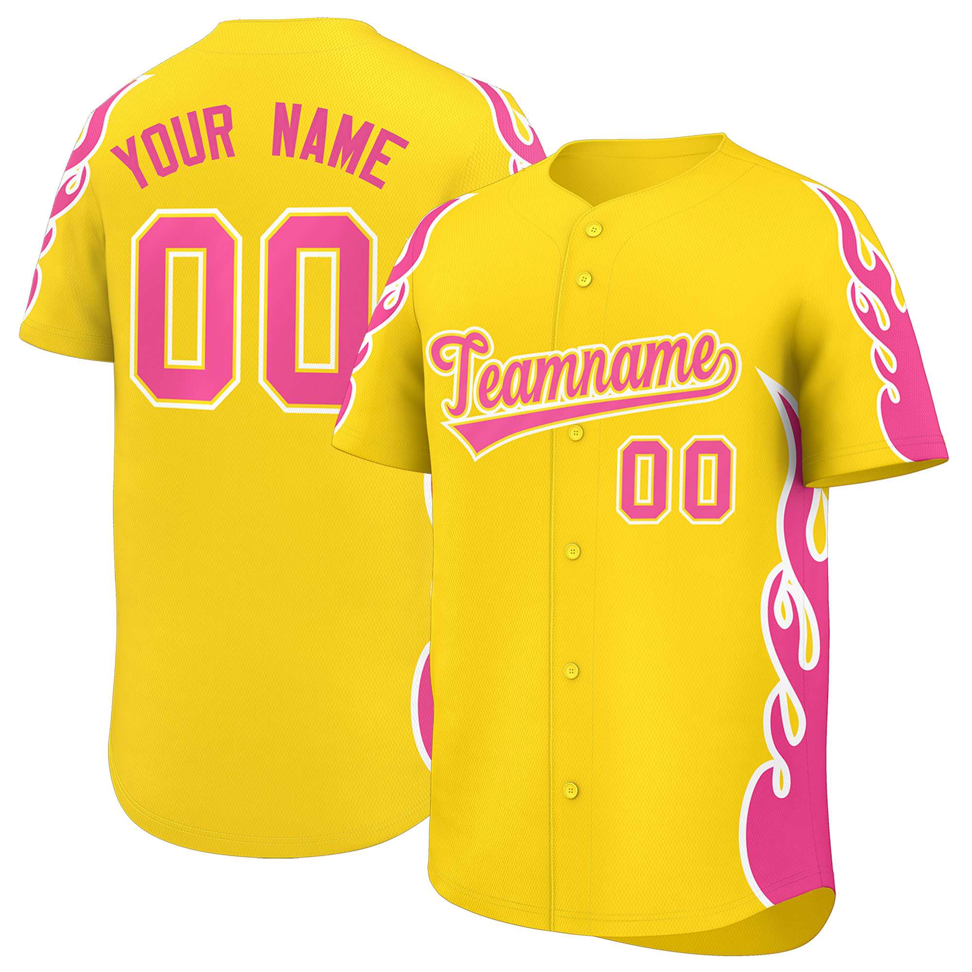 Benutzerdefiniertes Baseball-Trikot mit Seitenflammen-Umrissmuster für Sportuniformen