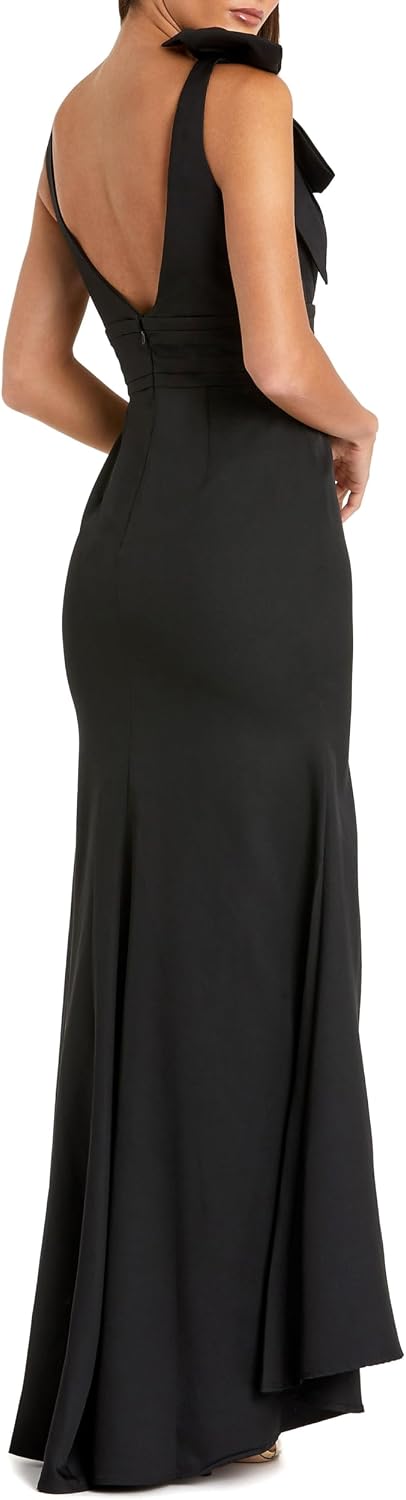 Sleeveless V Neck Bow Detail Mermaid Gown