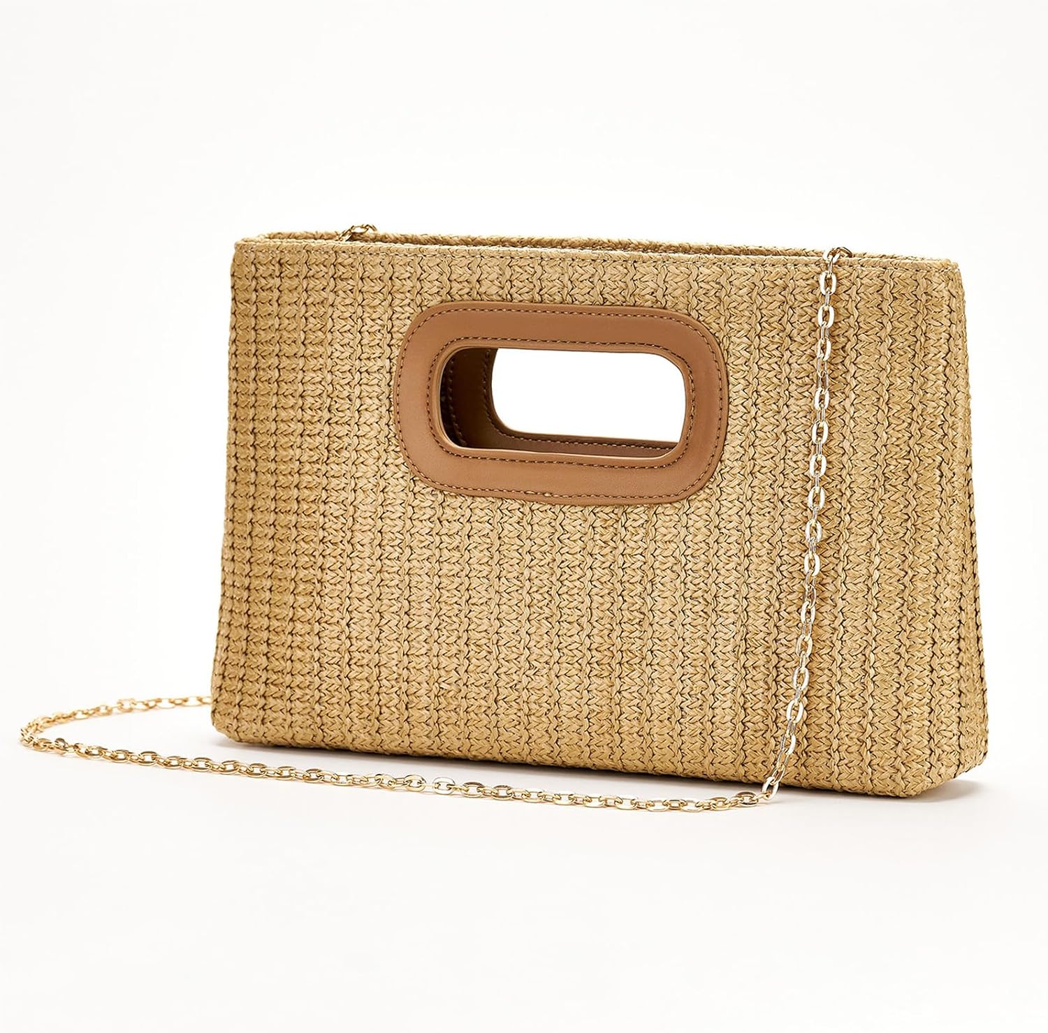 Women's Straw Clutch Woven Beach Purse with Detachable Chain Women's Straw Clutch Woven Beach Purse with Detachable Chain