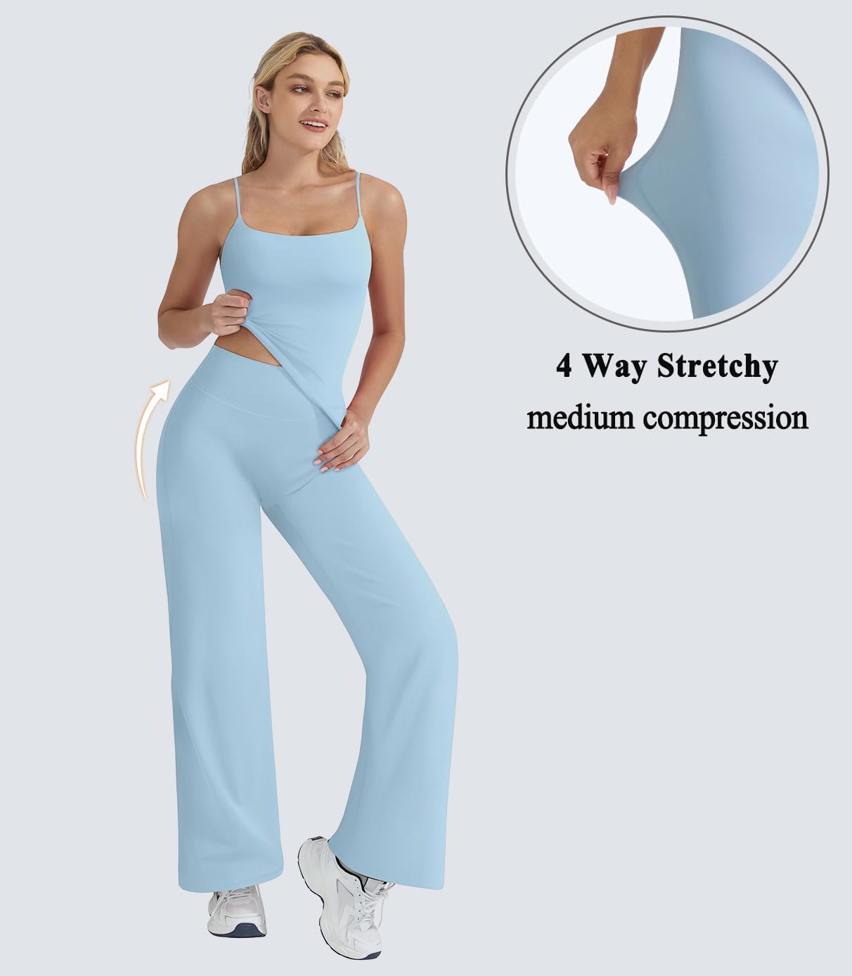 Workout Sets for Women Padded Tank Tops Matching Straight Leg Yoga Outfits