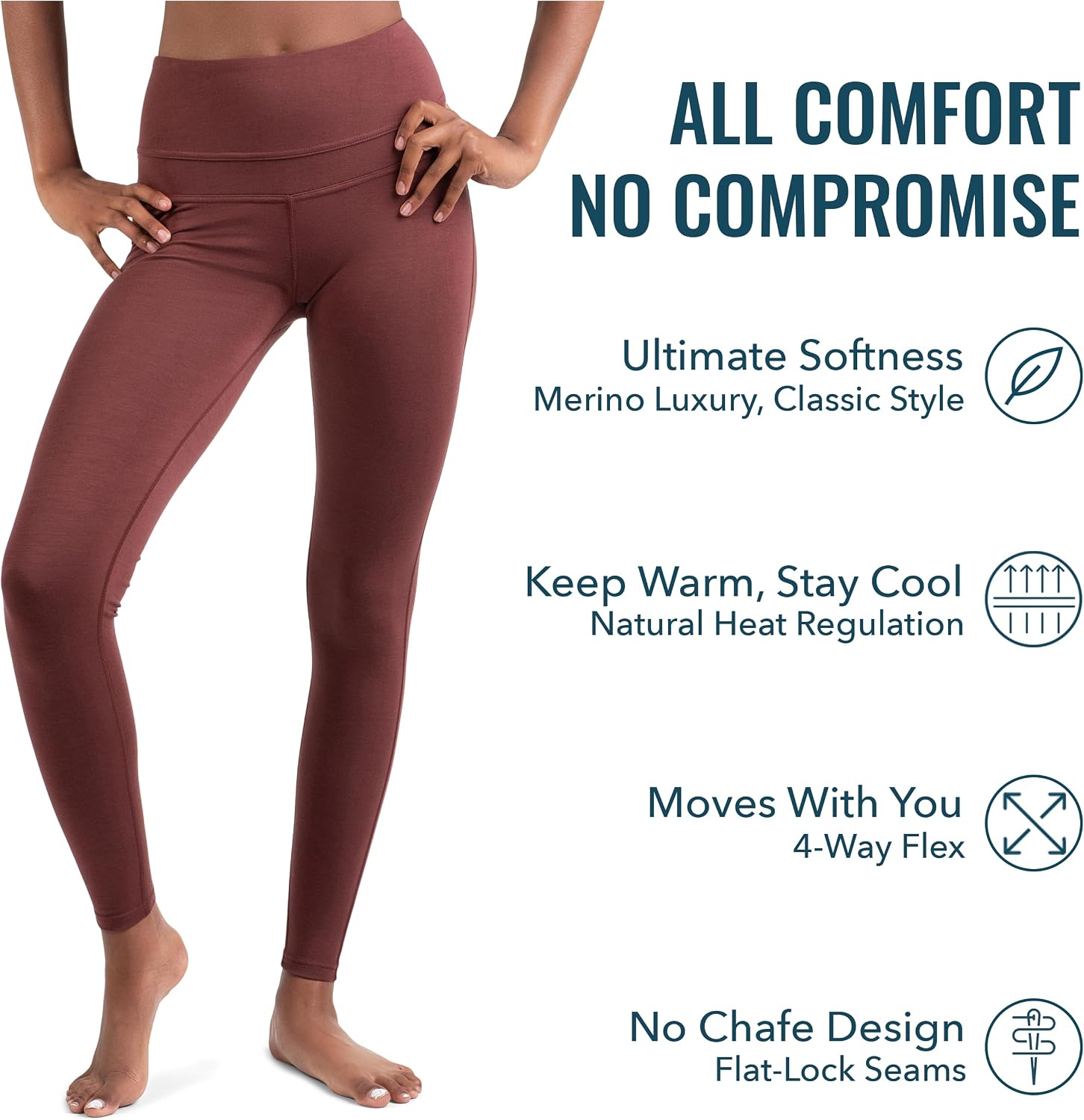 Women's Merino Wool High Waist Full Length Leggings (Blue) Women's Merino Wool High Waist Full Length Leggings (Blue)