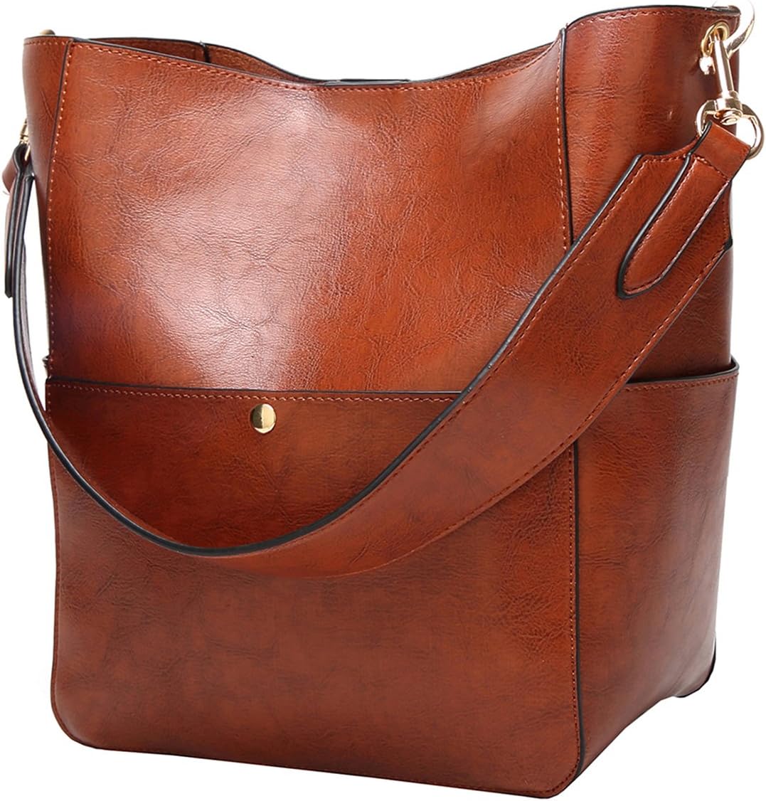 Women's PU Leather Hobo Tote Bag Brown
