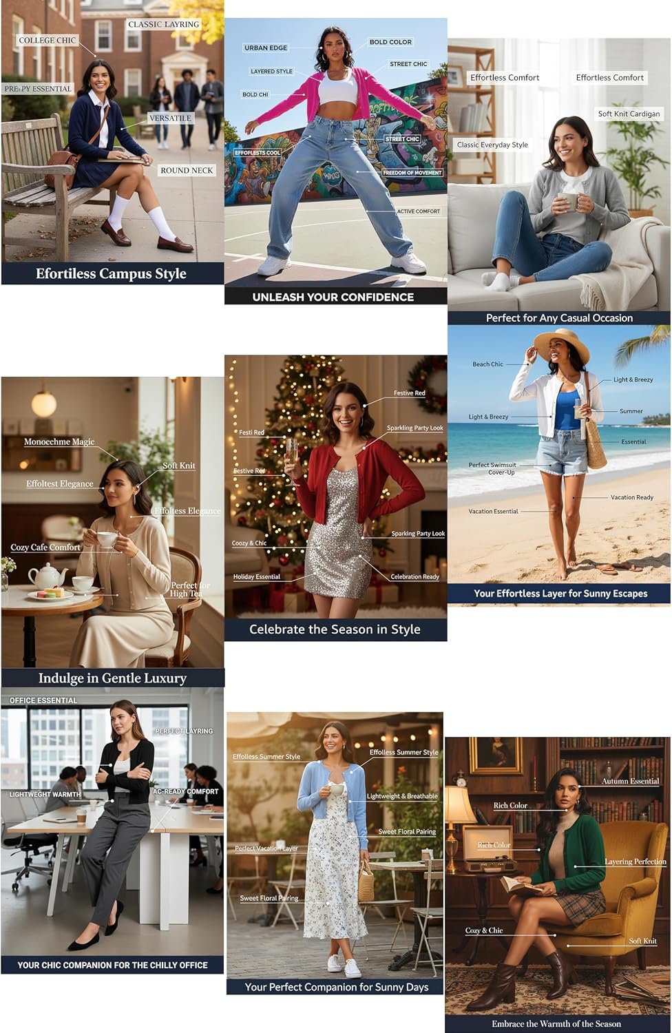 Cropped Cardigan Bolero Shrug for Women Button Down Long Sleeve Knit Sweater Dresses for Jeans XS to