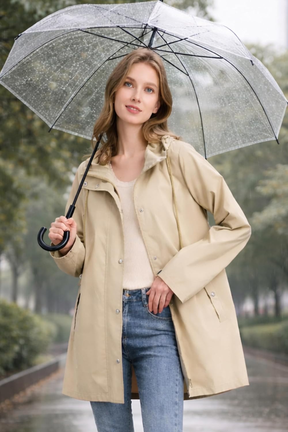 CHIIONE Women's Waterproof Long Rain Jacket Hooded Trench Coat Lightweight Packable Raincoat for Travel Outdoor CHIIONE Women's Waterproof Long Rain Jacket Hooded Trench Coat Lightweight Packable Raincoat for Travel Outdoor