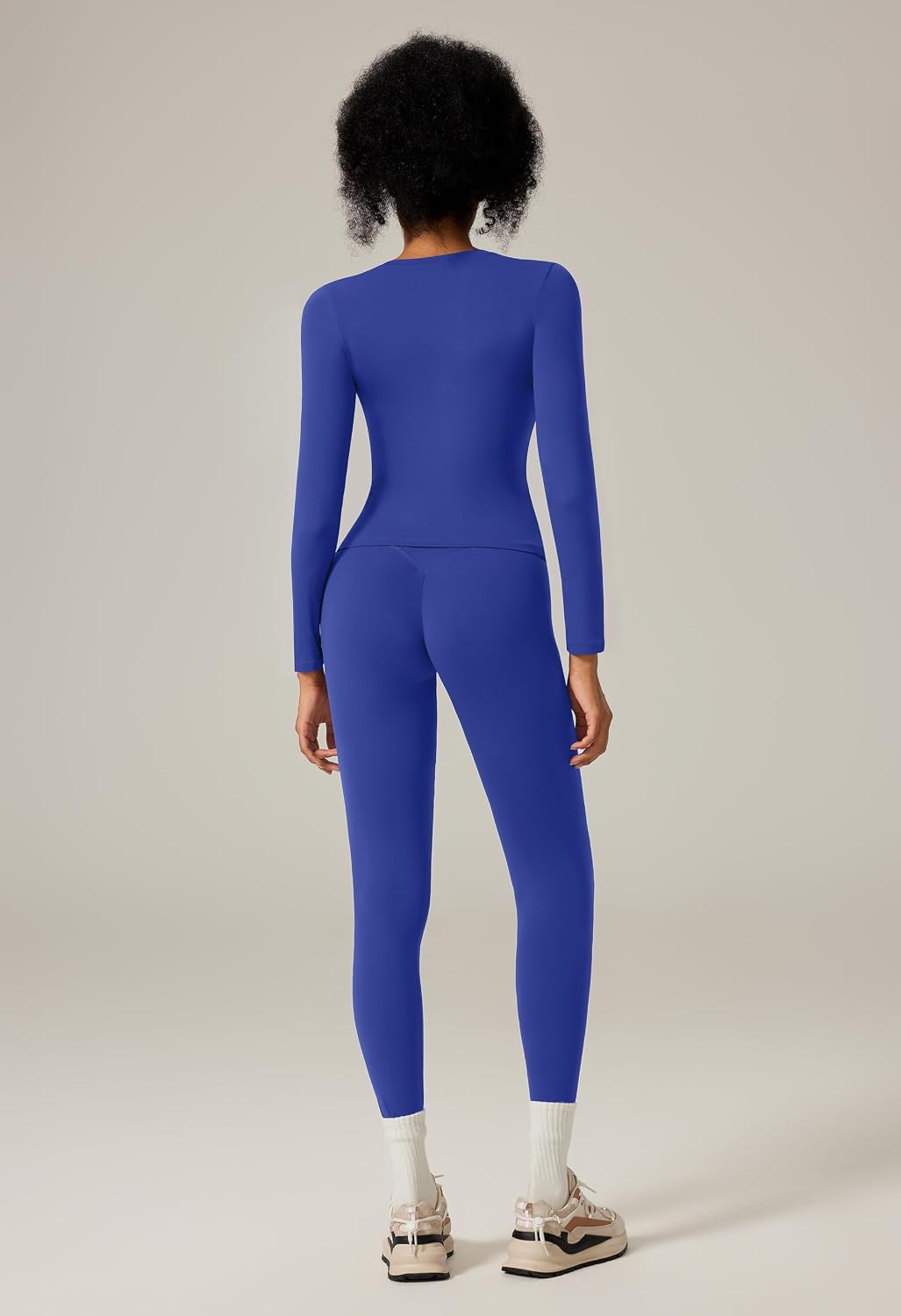 Slim Fit Workout Sets for Women 2 Piece Hidden Scrunch Leggings Long Sleeve Yoga Tops Matching Set Gym Outfits