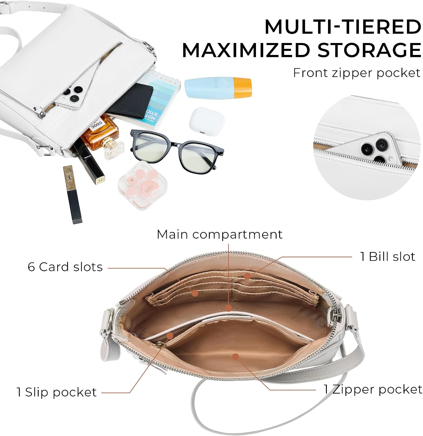 Women's Genuine Leather Crossbody Purse with RFID Wallet