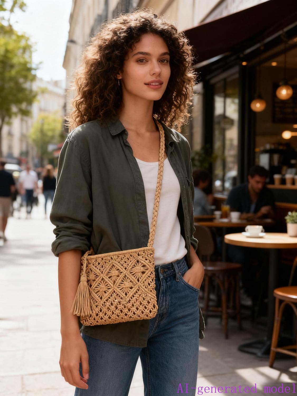 Women's Handwoven Macrame Crossbody Bag with Tassel Women's Handwoven Macrame Crossbody Bag with Tassel